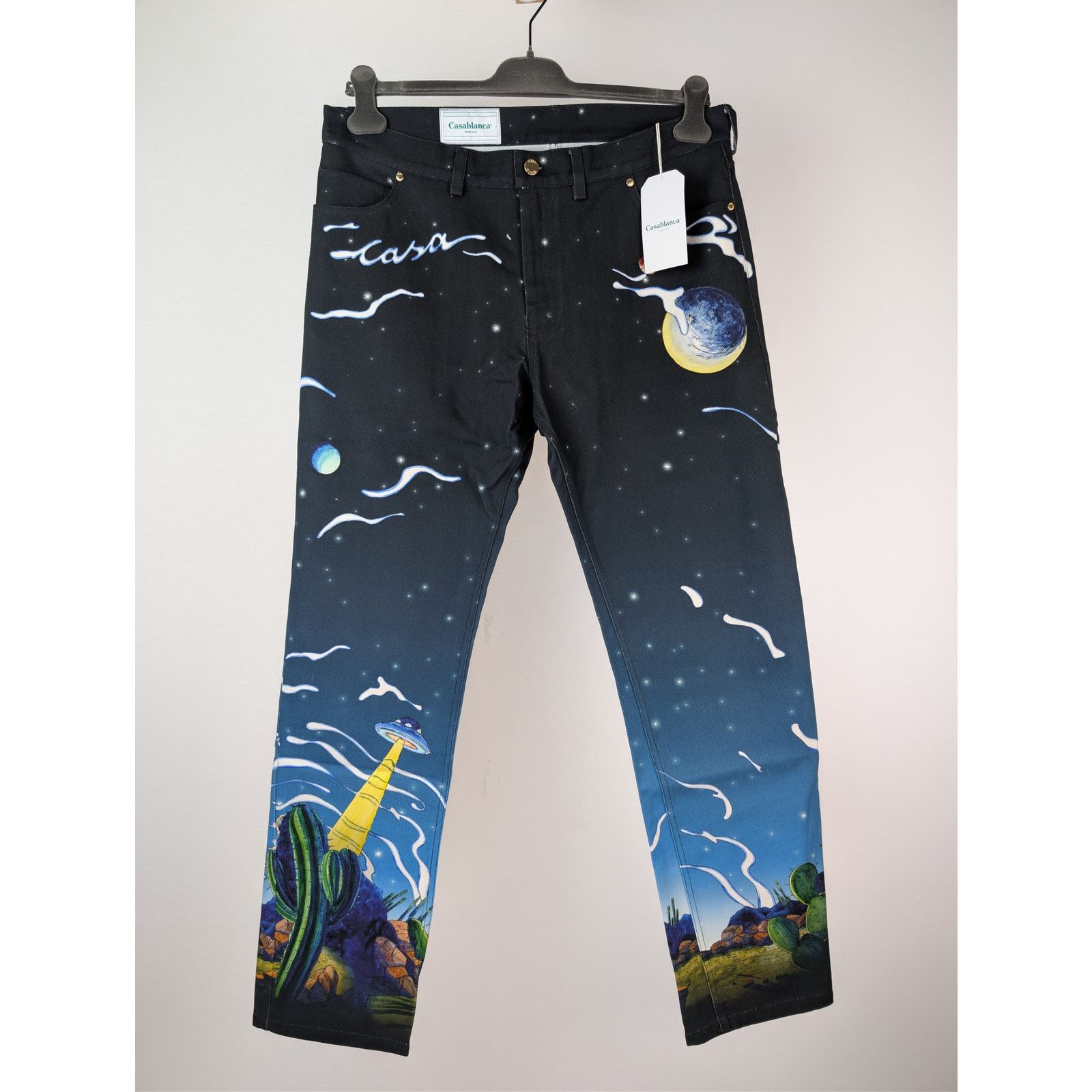 Casablanca o1rshd1 Cowboy De L'Espace Printed Straight Leg Denim Jeans Size US 36 / EU 52 - 2 Thumbnail