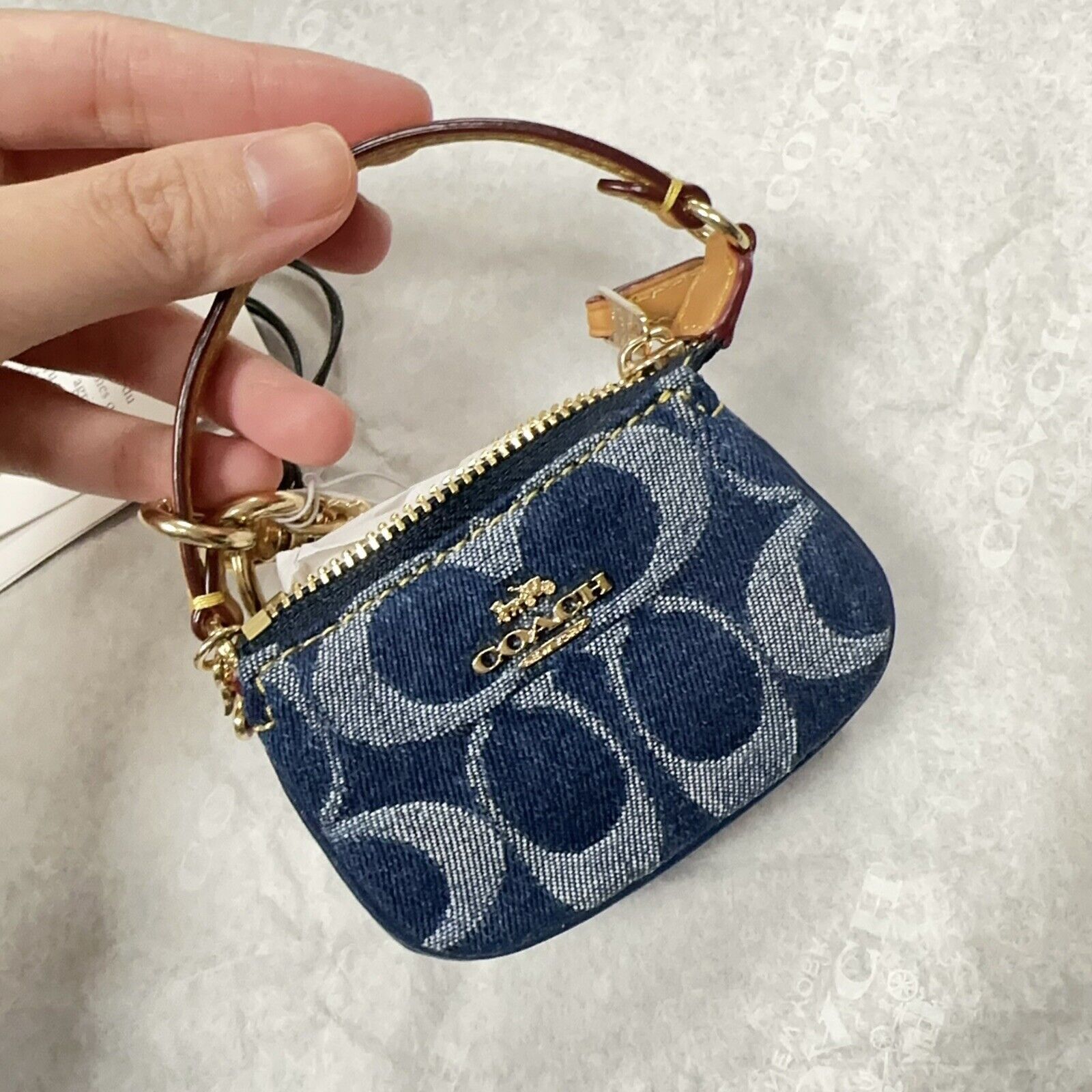 NWT Limited Coach Cz085 Mini Nolita Bag Charm Denim in Blue, Women's