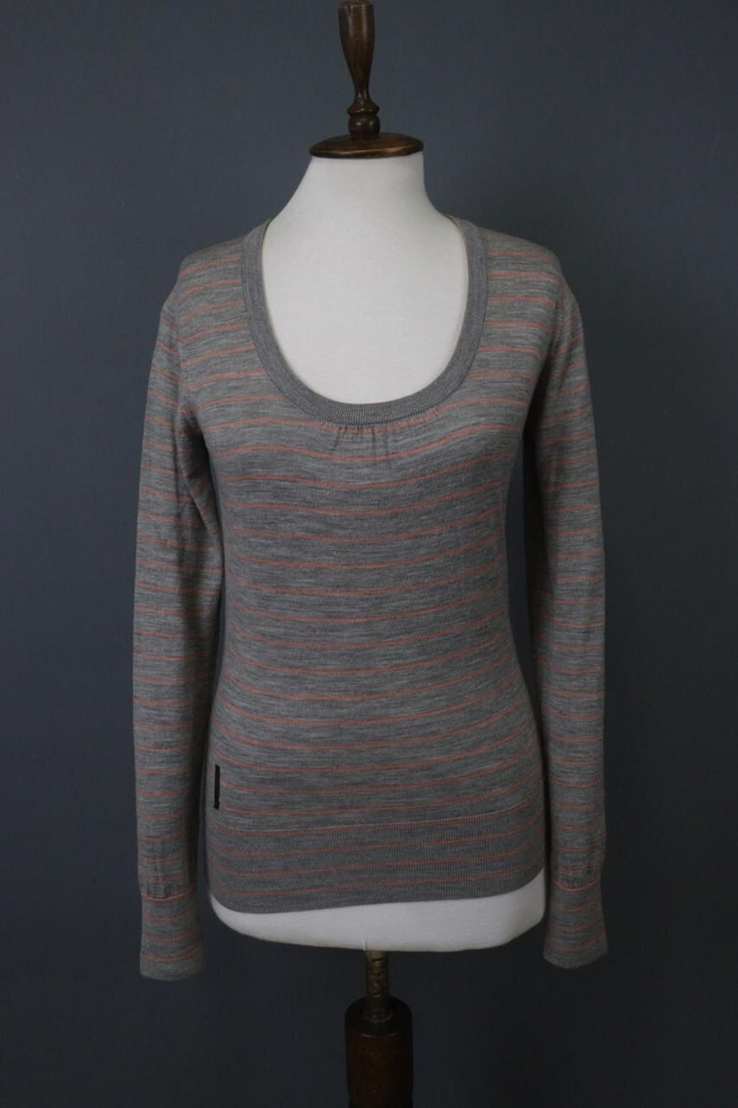 Icebreaker Icebreaker Gray Striped Wool Pullover Knit Top Size S Size S / US 4 / IT 40 - 1 Thumbnail