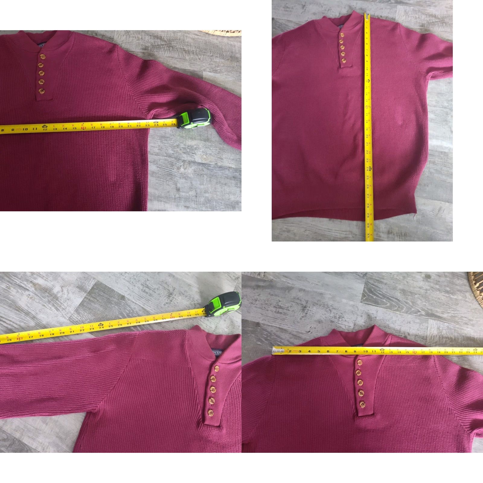 Lands' End VINTAGE Lands' End Sweater Mens Large Red Henley Ribbed 90s USA Size US L / EU 52-54 / 3 - 8 Thumbnail