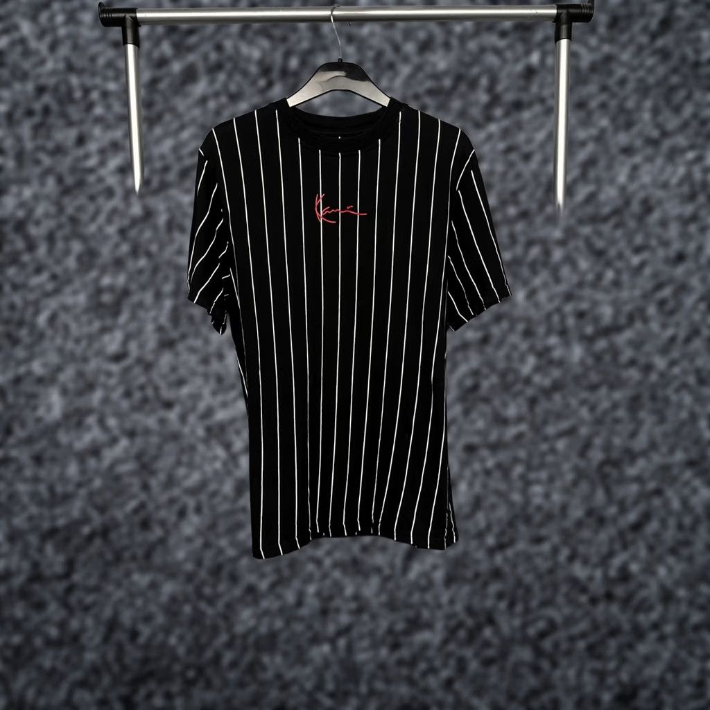 Karl Kani Karl Kani Mens Crew Neck Center Logo Striped T-Shirt S Black Cotton Logo T-Shirt Mens Size US S / EU 44-46 / 1 - 1 Thumbnail