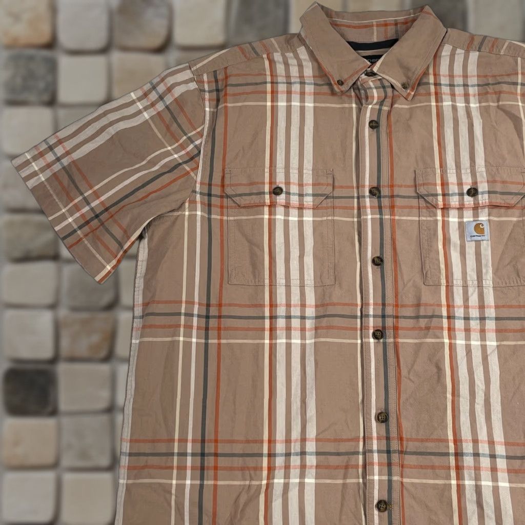 Carhartt VINTAGE Carhartt Shirt Mens Large Orange Relaxed Short Sleeve Button Up Hiking Outdoors Size US L / EU 52-54 / 3 - 1 Thumbnail