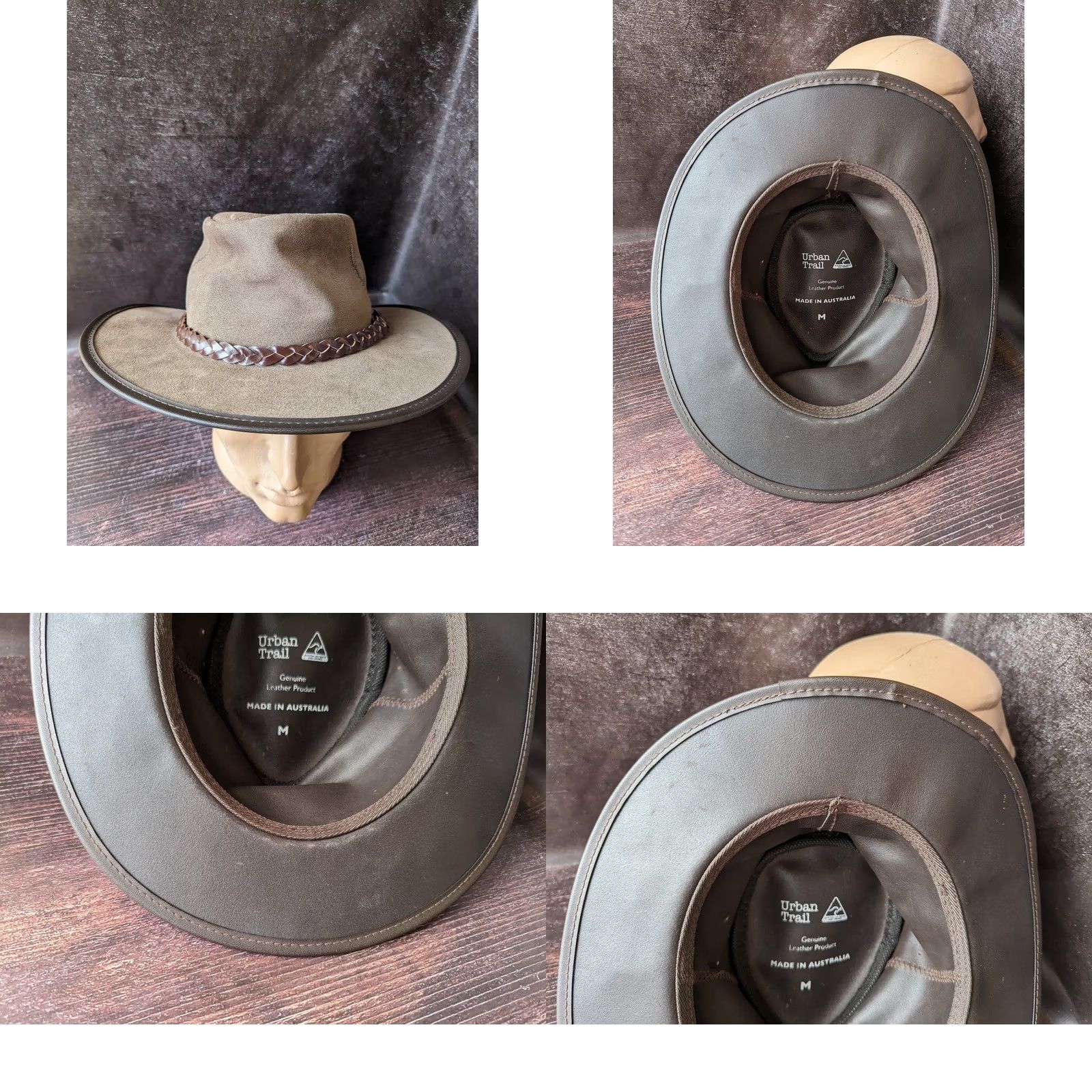Vintage Urban Trail Cowboy Mens Leather Hat M Brown Size ONE SIZE - 8 Thumbnail