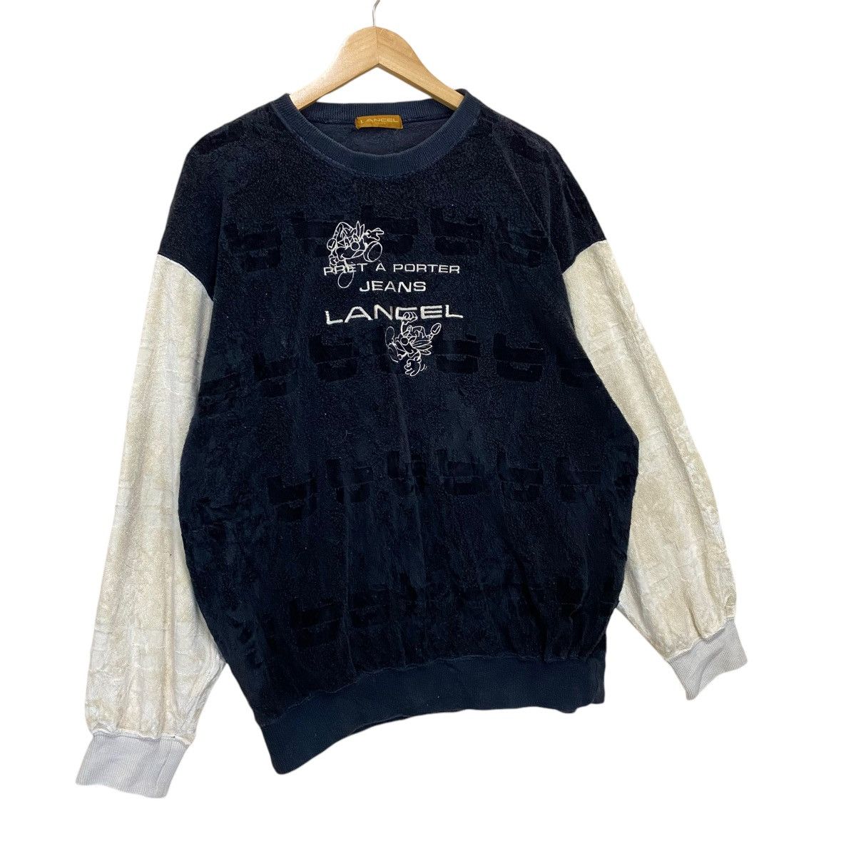 Japanese Brand Vintage 90’s Lancel Paris Big Logo Fleece Sweater Size US L / EU 52-54 / 3 - 2 Thumbnail