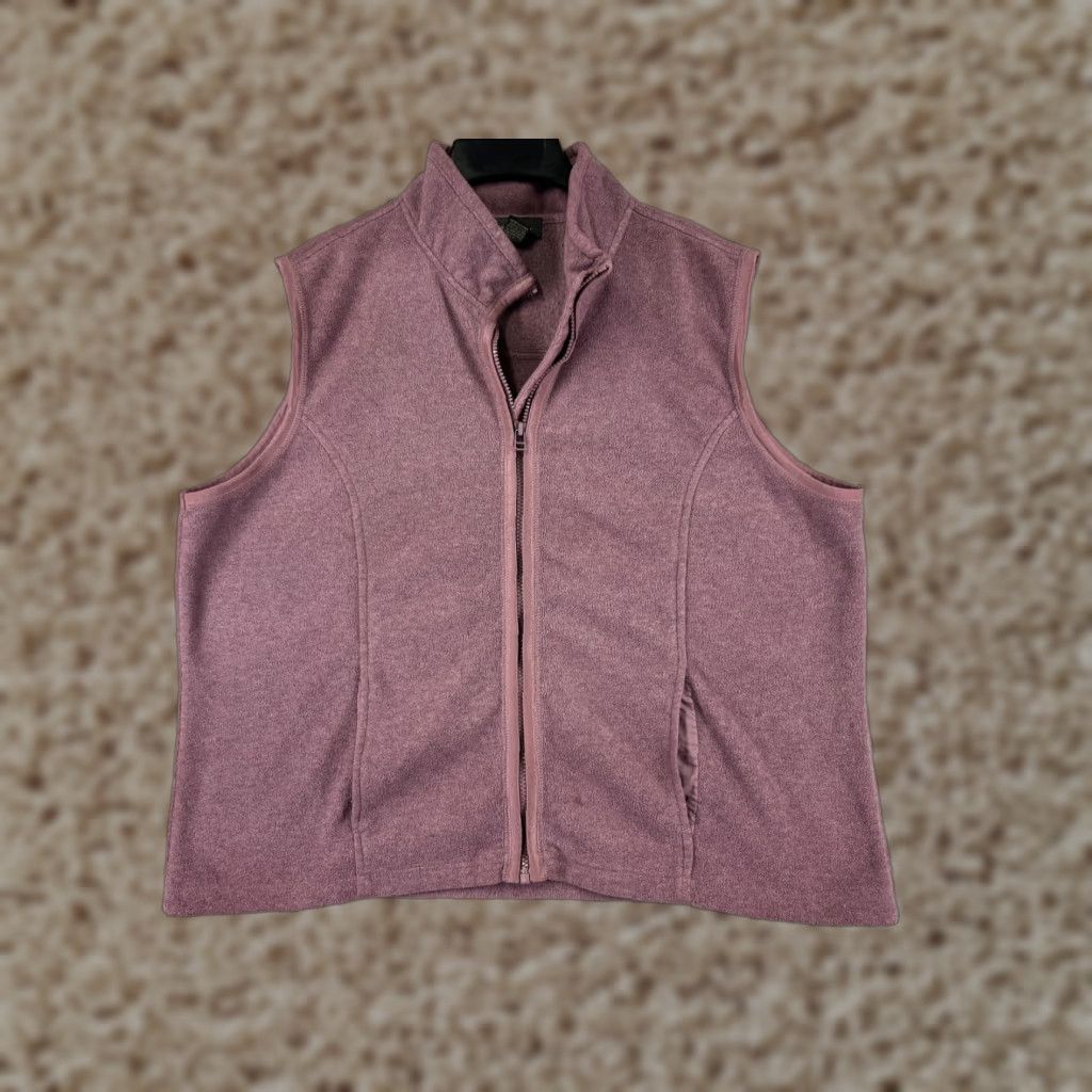 Van Heusen VAN HUESEN Vest Womens XL Purple Full Zip Polyester Rayon Blend Fleece Jacket Sleeveless Mid-Length Zip Vest Women Purple XL Size XL / US 12-14 / IT 48-50 - 1 Thumbnail