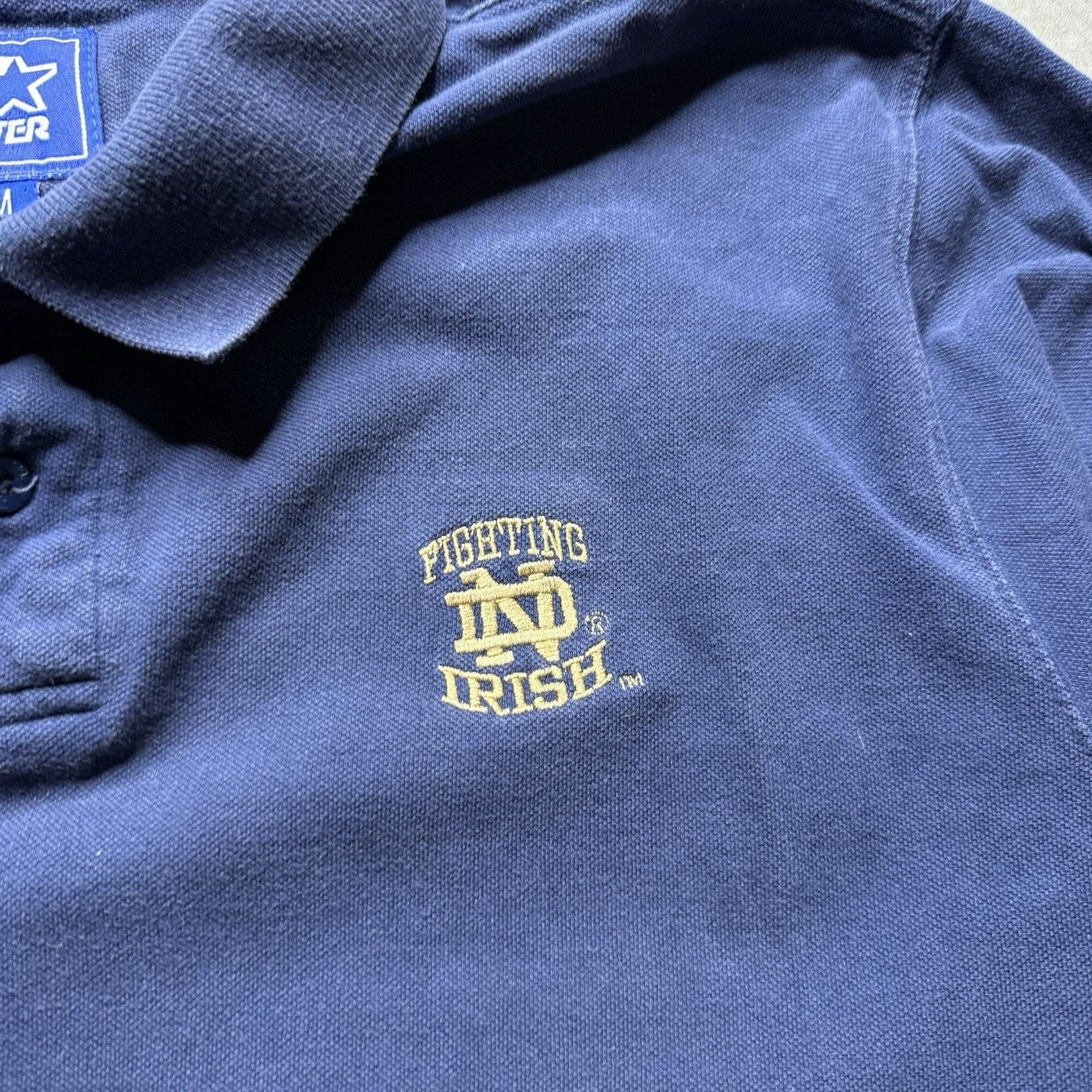 Starter Vintage 90s Notre Dame Fighting Irish Navy Blue Polo Shirt Size US M / EU 48-50 / 2 - 5 Thumbnail