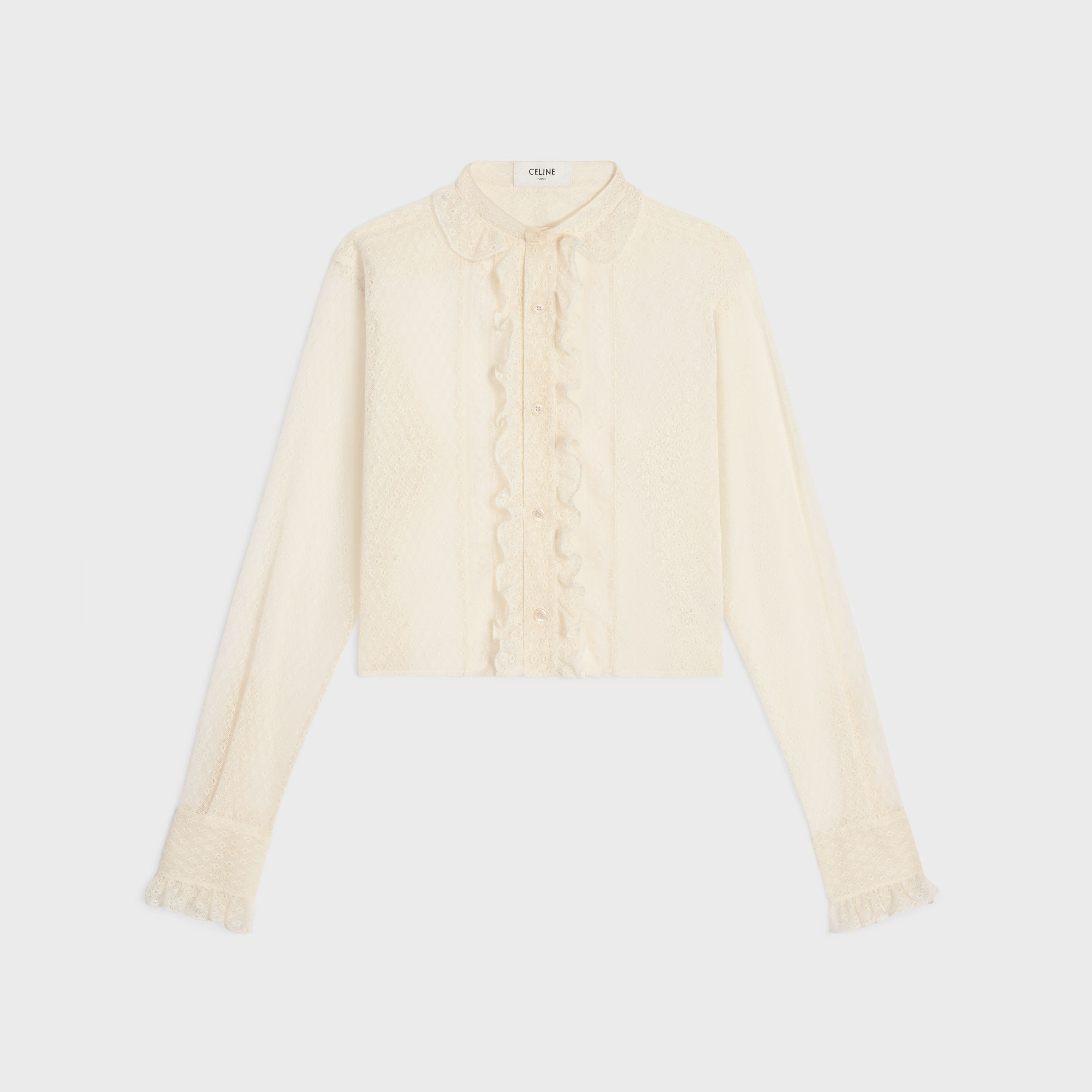 romy cropped shirt in lace and cotton