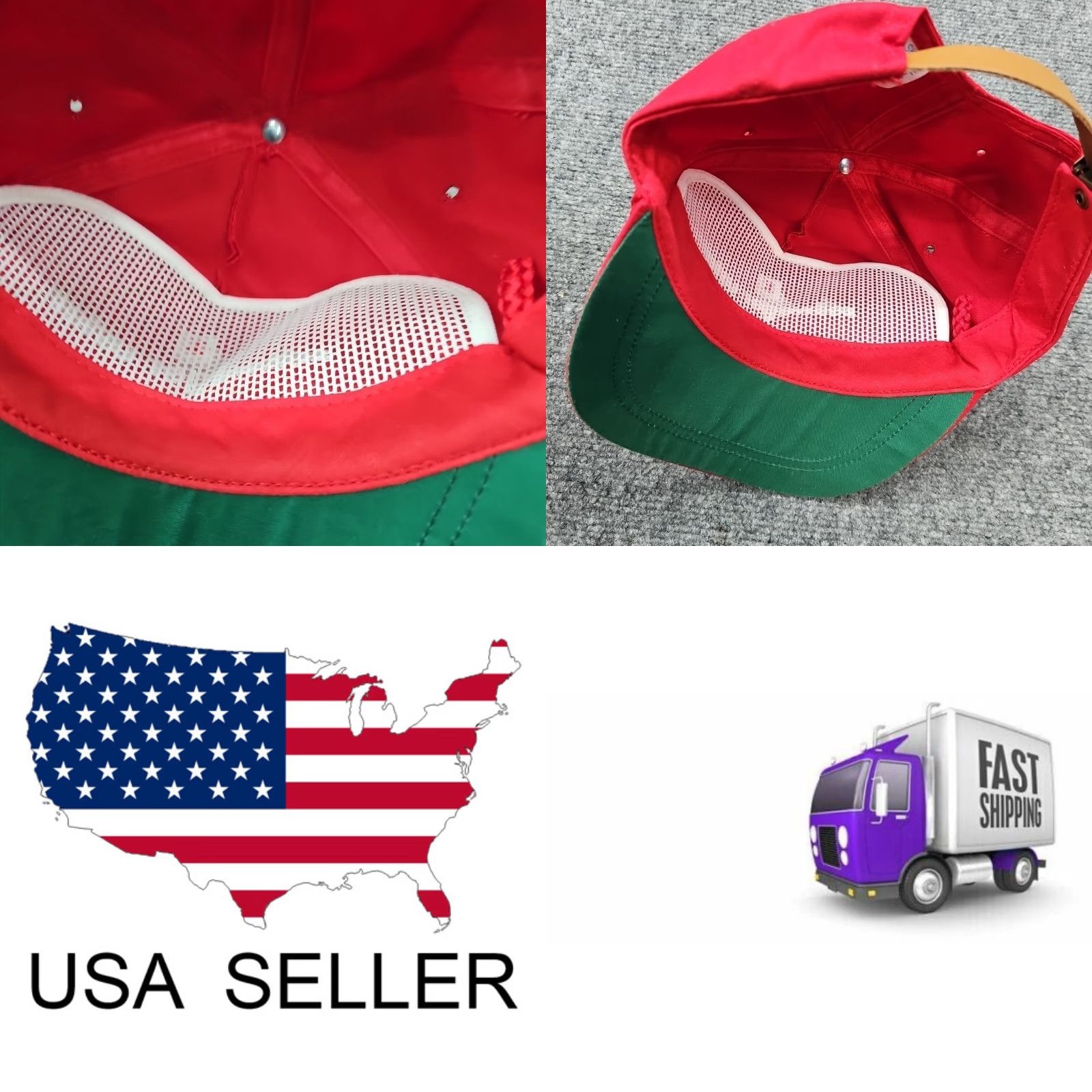 Roper VINTAGE Hat USA Red Zellweger Uster Cap One Size Men Adjustable Thick Rope Bill Green under Brim Size ONE SIZE - 9 Thumbnail