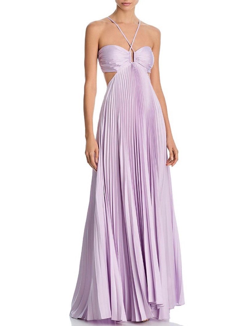 A.L.C. A.L.C Lilac Pleated Cut-Out Gown Size S / US 4 / IT 40 - 1 Thumbnail