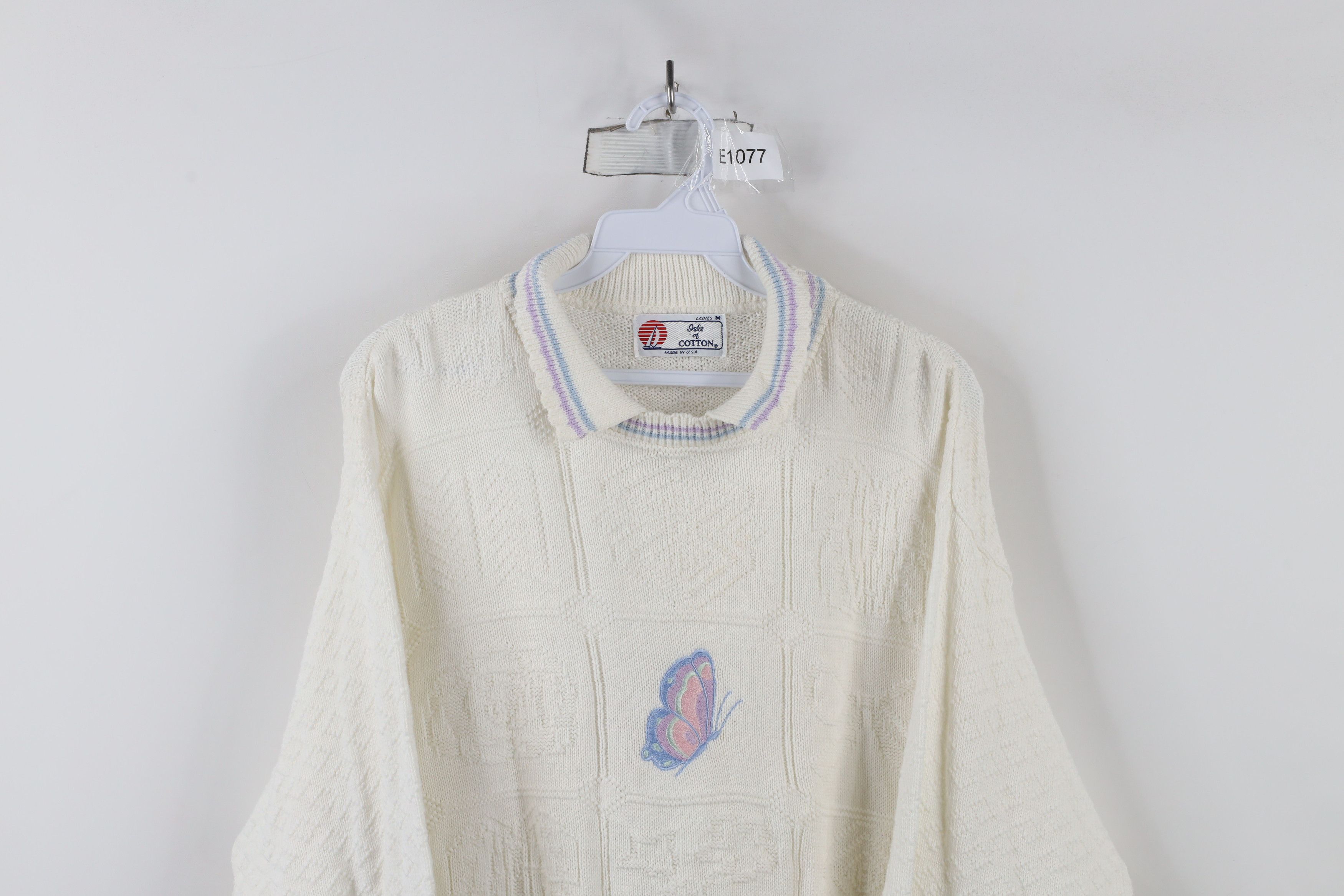 Vintage Vintage 90s Streetwear Flower Knit Collared Sweater USA Size M / US 6-8 / IT 42-44 - 2 Thumbnail