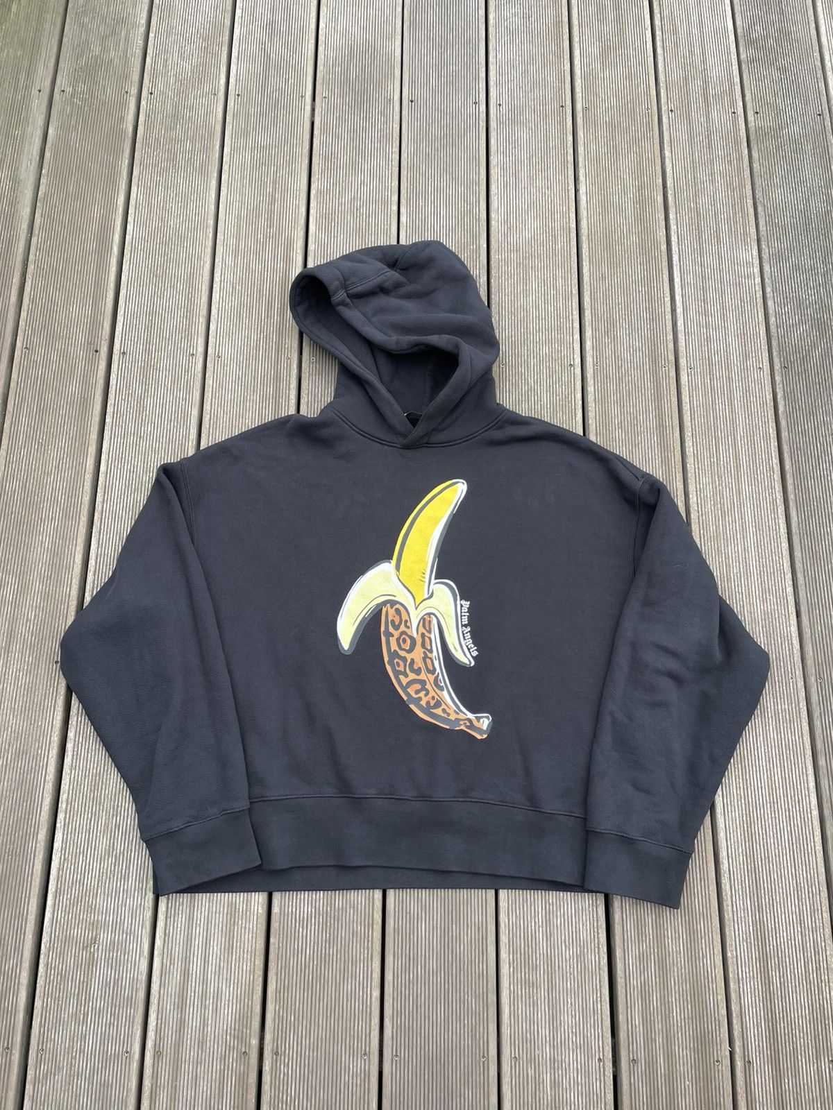 Palm Angels Leopard Banana Print Black/Yellow Hoodie L