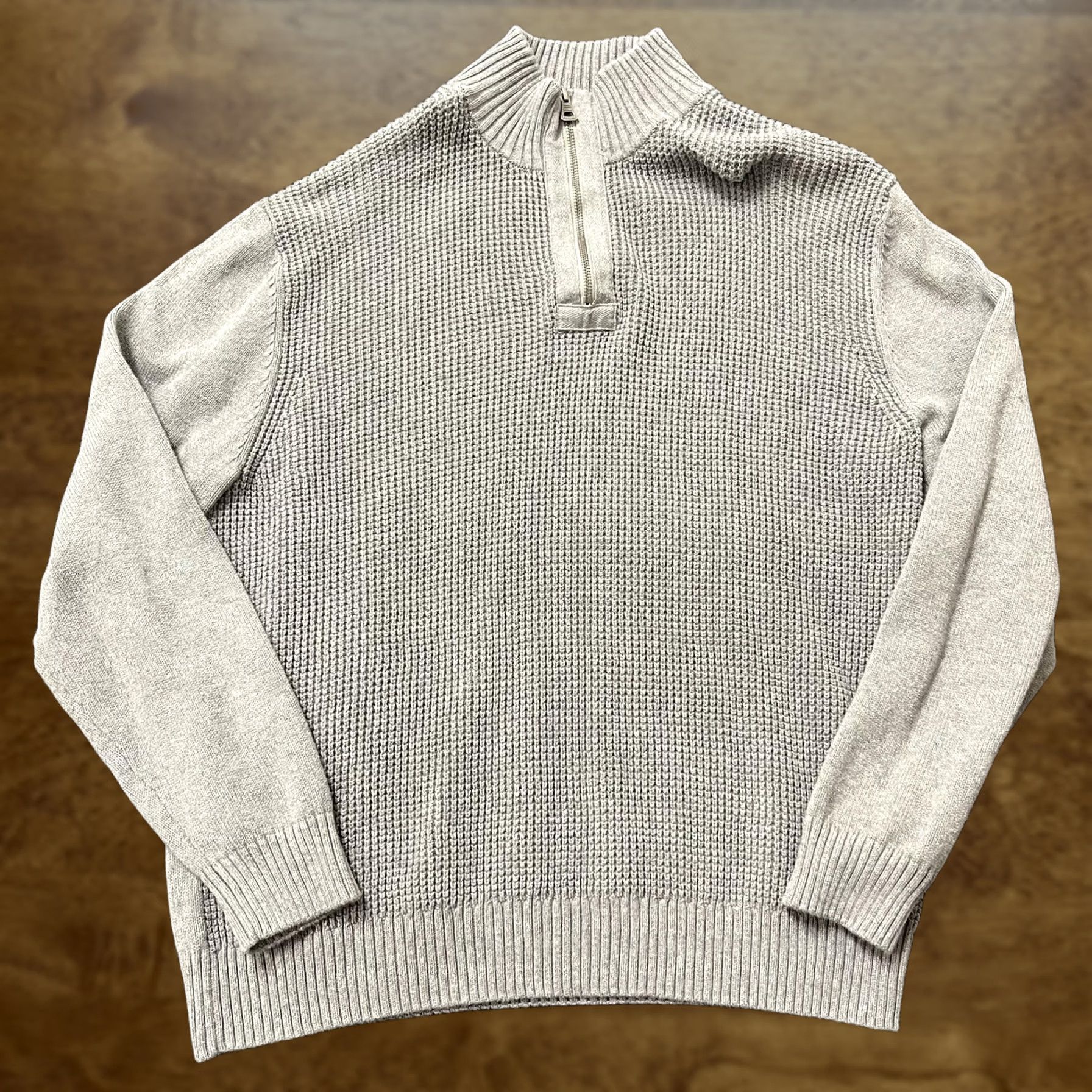 Weatherproof Weatherproof Vintage Sweater Mens Large Gray 1/4 Zip Mock Neck Waffle Knit Pullover Size US L / EU 52-54 / 3 - 1 Thumbnail