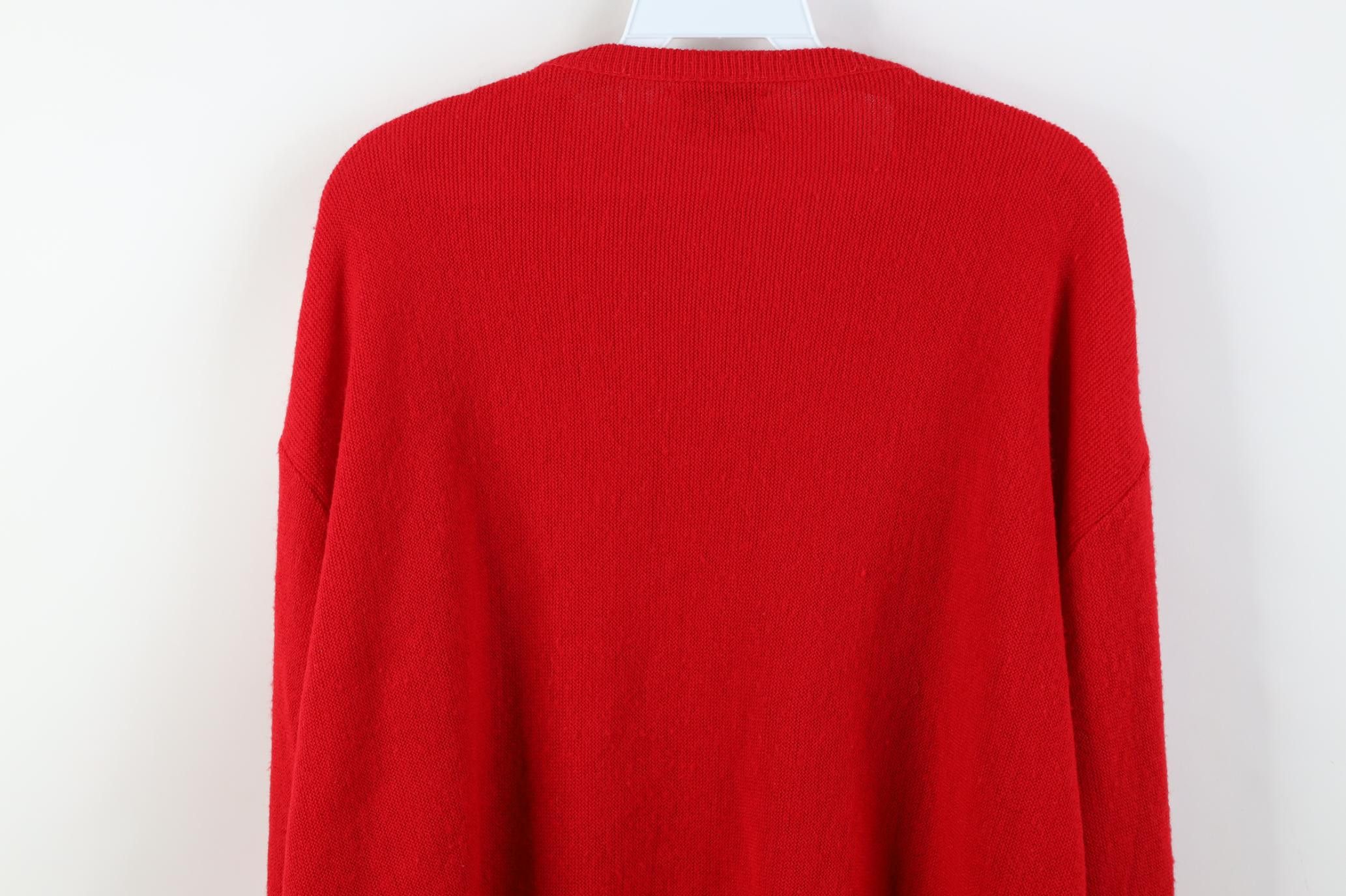 Lacoste Vintage 80s Izod Lacoste Boxy Fit Knit V-Neck Sweater Red Size US XL / EU 56 / 4 - 17 Thumbnail