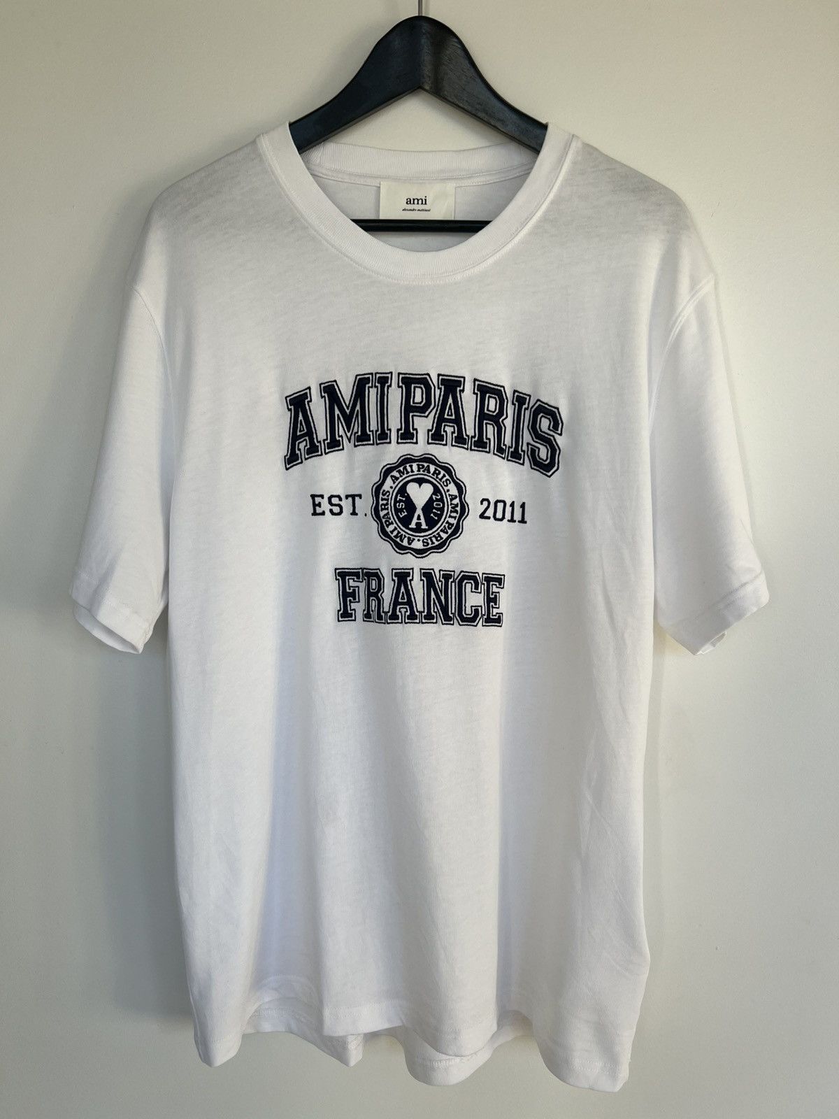 Tシャツ・カットソー AMI PARIS Men T-shirt White HTS029JE0118 136 WHITE CREAM Ami Signature T-shirt | AMI PARIS