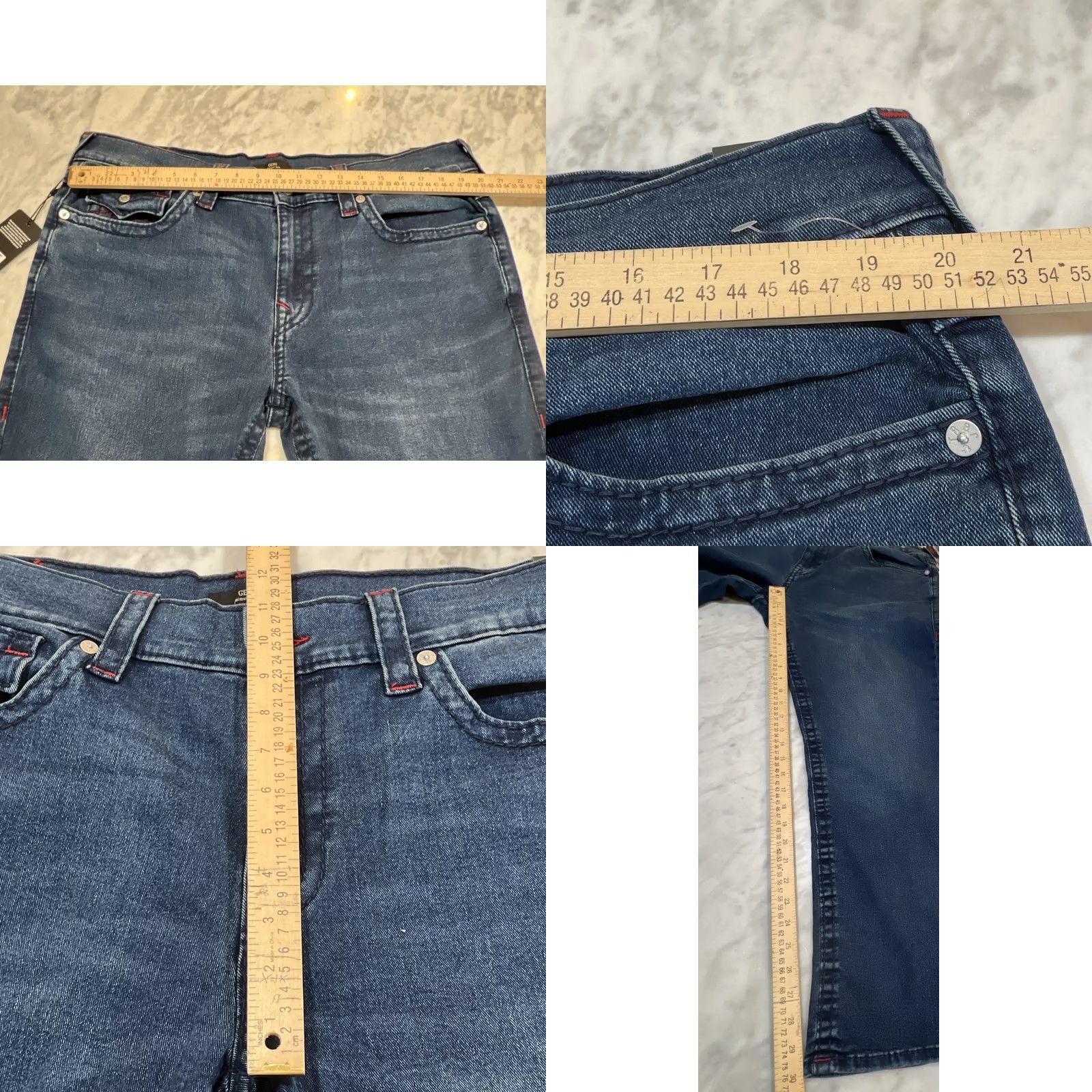 True Religion True Religion Geno Big T Flap Relax Slim Jeans Men 38 Dark Shivering Wash 701182 NWT Size ONE SIZE - 10 Thumbnail