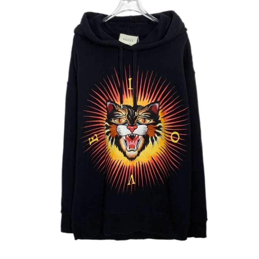 Gucci GUCCI Black Hooded Sweatshirt With Tiger Head Graphic & Futu Size XS / US 0-2 / IT 36-38 - 1 Thumbnail