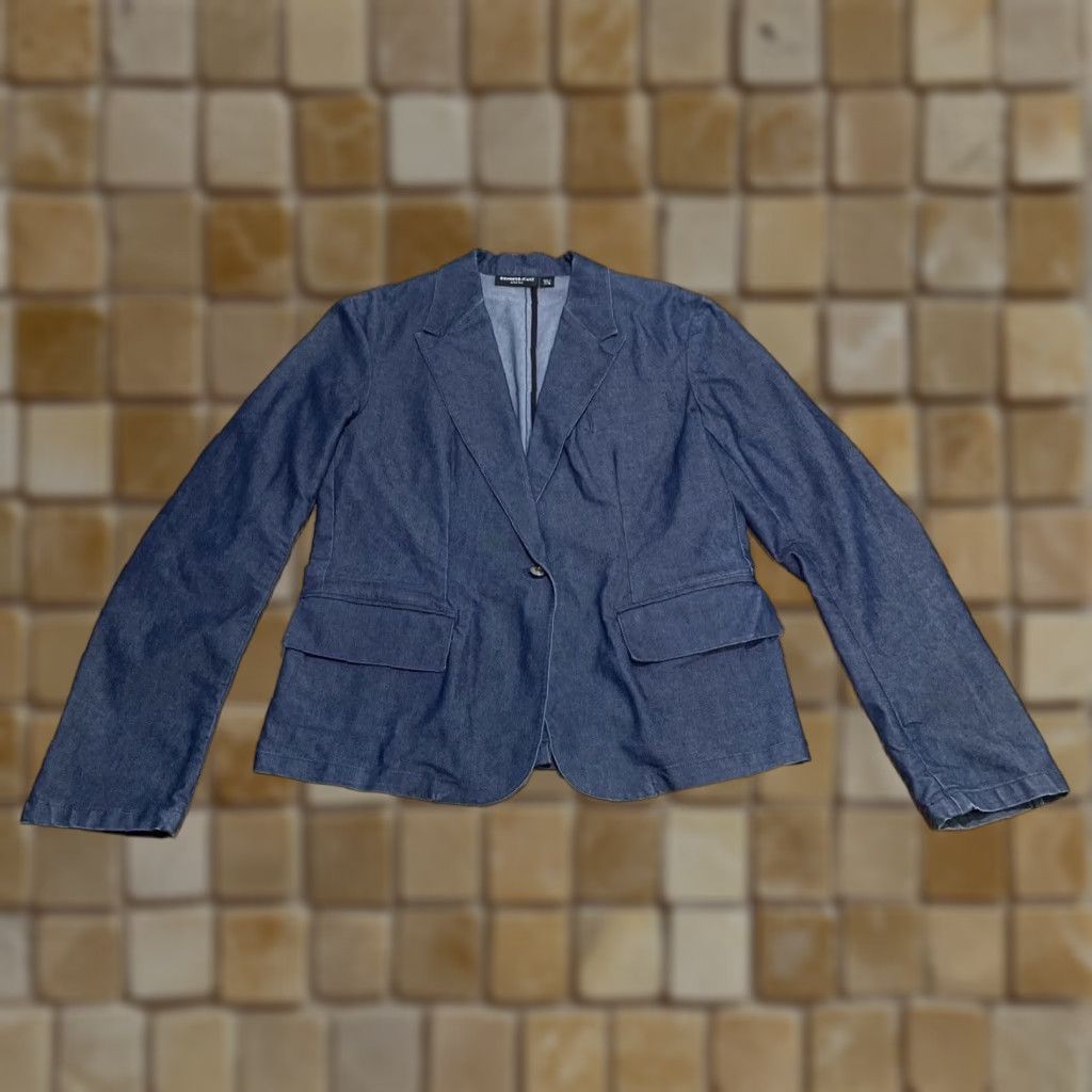 Express VINTAGE Express Jeans Denim Blazer Women Juniors 7 Blue Stretch Denim Size 28" / US 6 / IT 42 - 1 Thumbnail