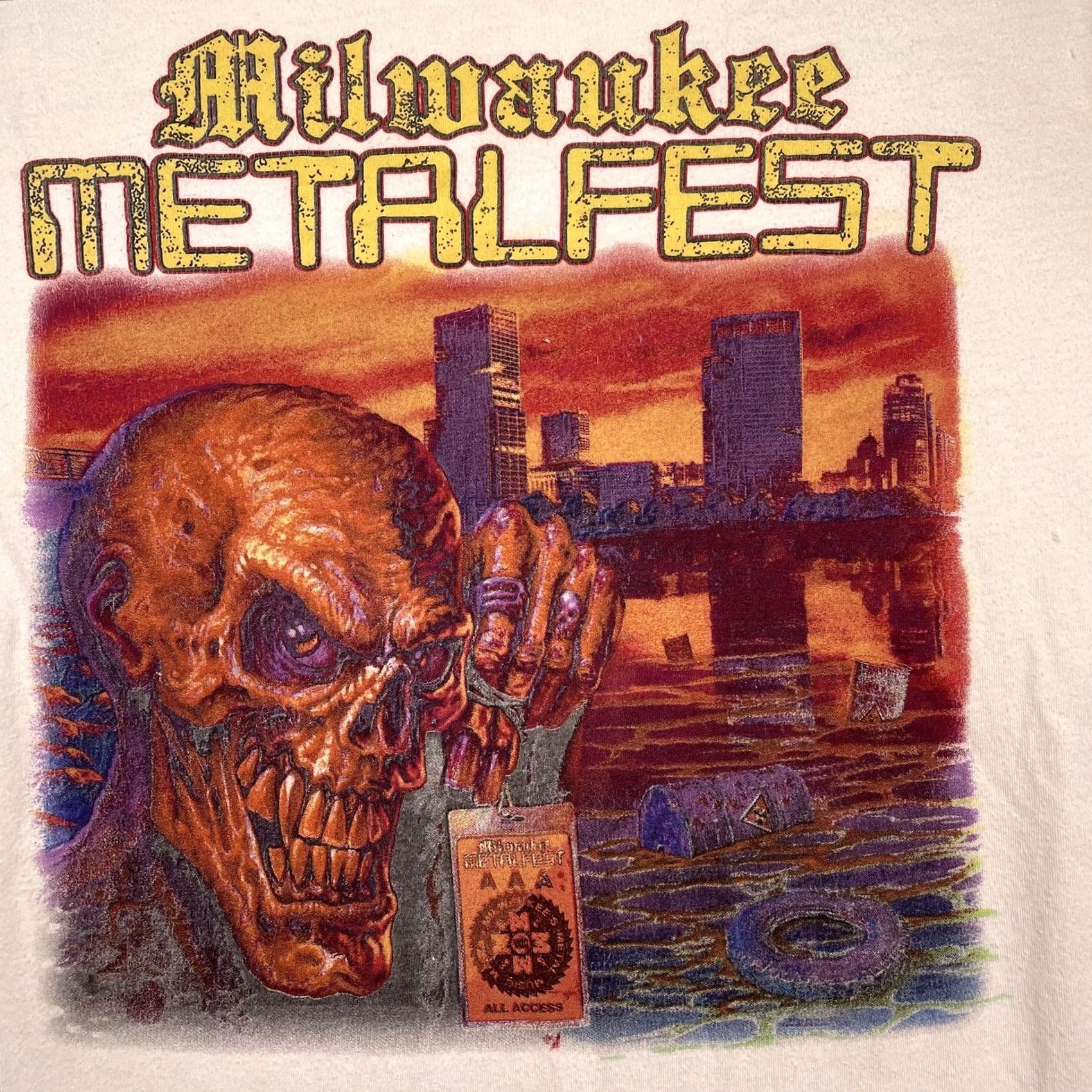Vintage VINTAGE Milwaukee Metalfest Shirt Mens Large White Long Sleeve Skull Graphic Metal Tee Size US L / EU 52-54 / 3 - 2 Thumbnail