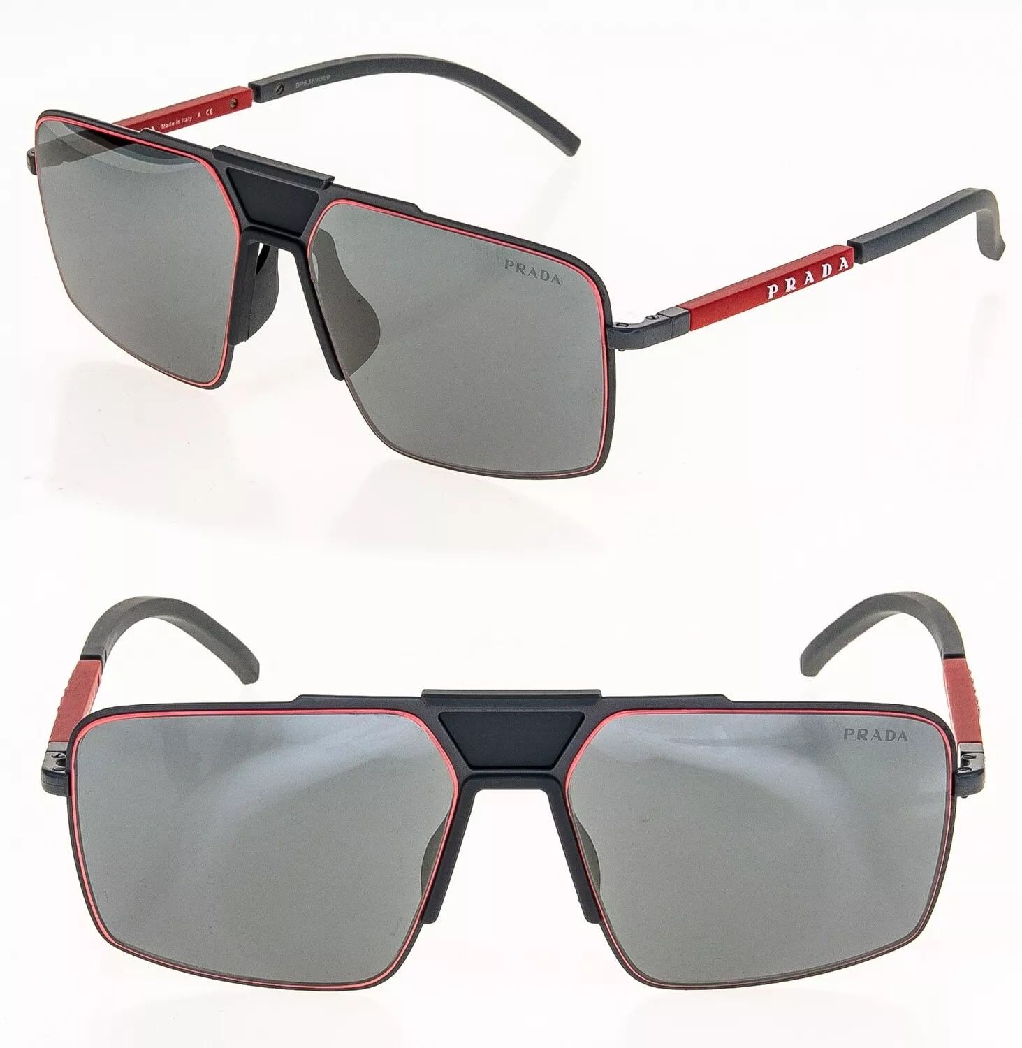 image of Prada 52X Linea Rossa Sport Sunglasses Gray Rubber Ps52Xs in Grey, Women's