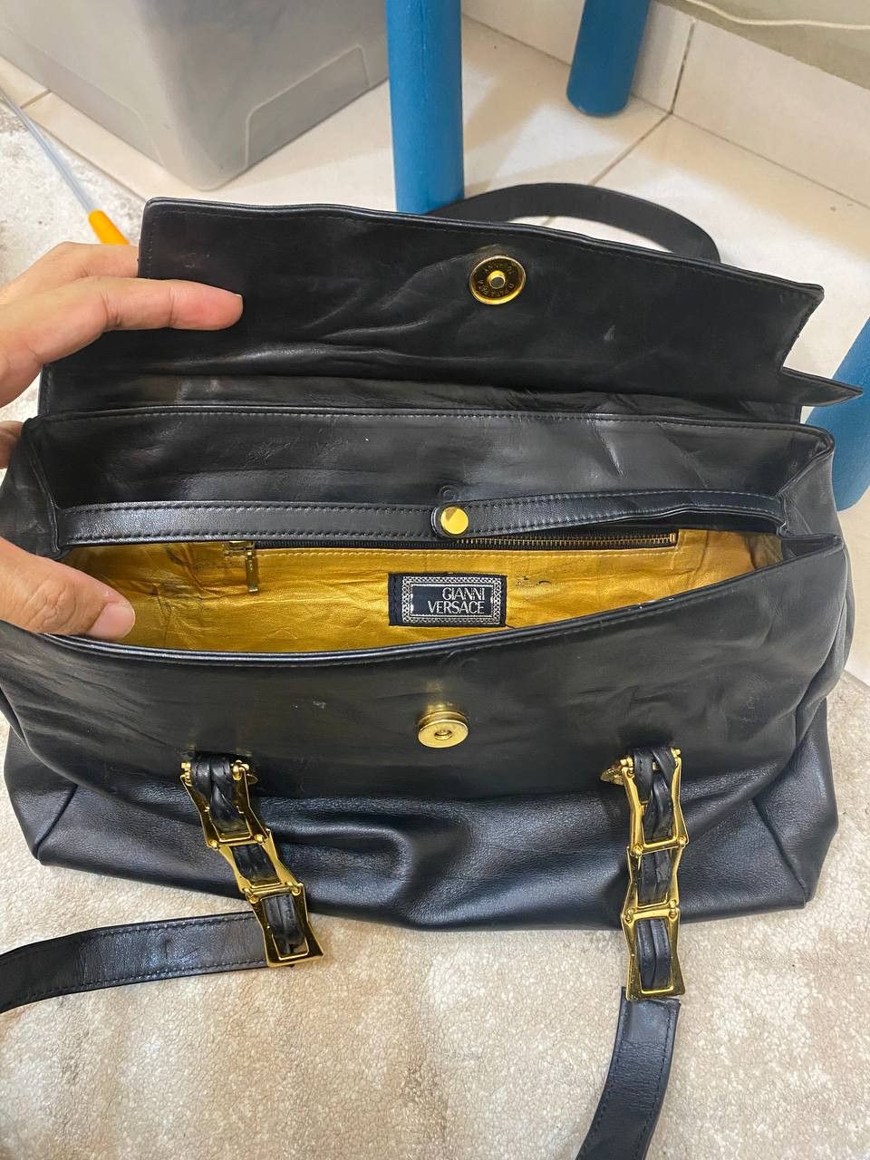 Versace GIANNI VERSACE Sunburst Chain Shoulder Bag Leather Black Size ONE SIZE - 6 Thumbnail
