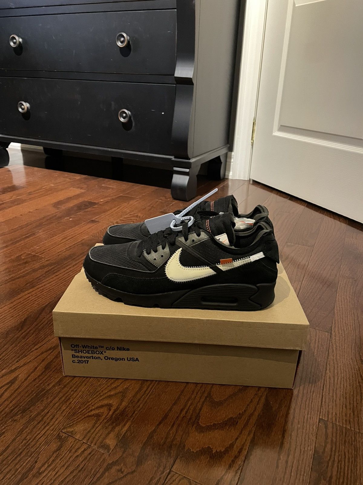Nike × Off-White Off-White Nike Air Max 90 Black Deadstock Size 10.5 Size US 10.5 / EU 43-44 - 4 Thumbnail
