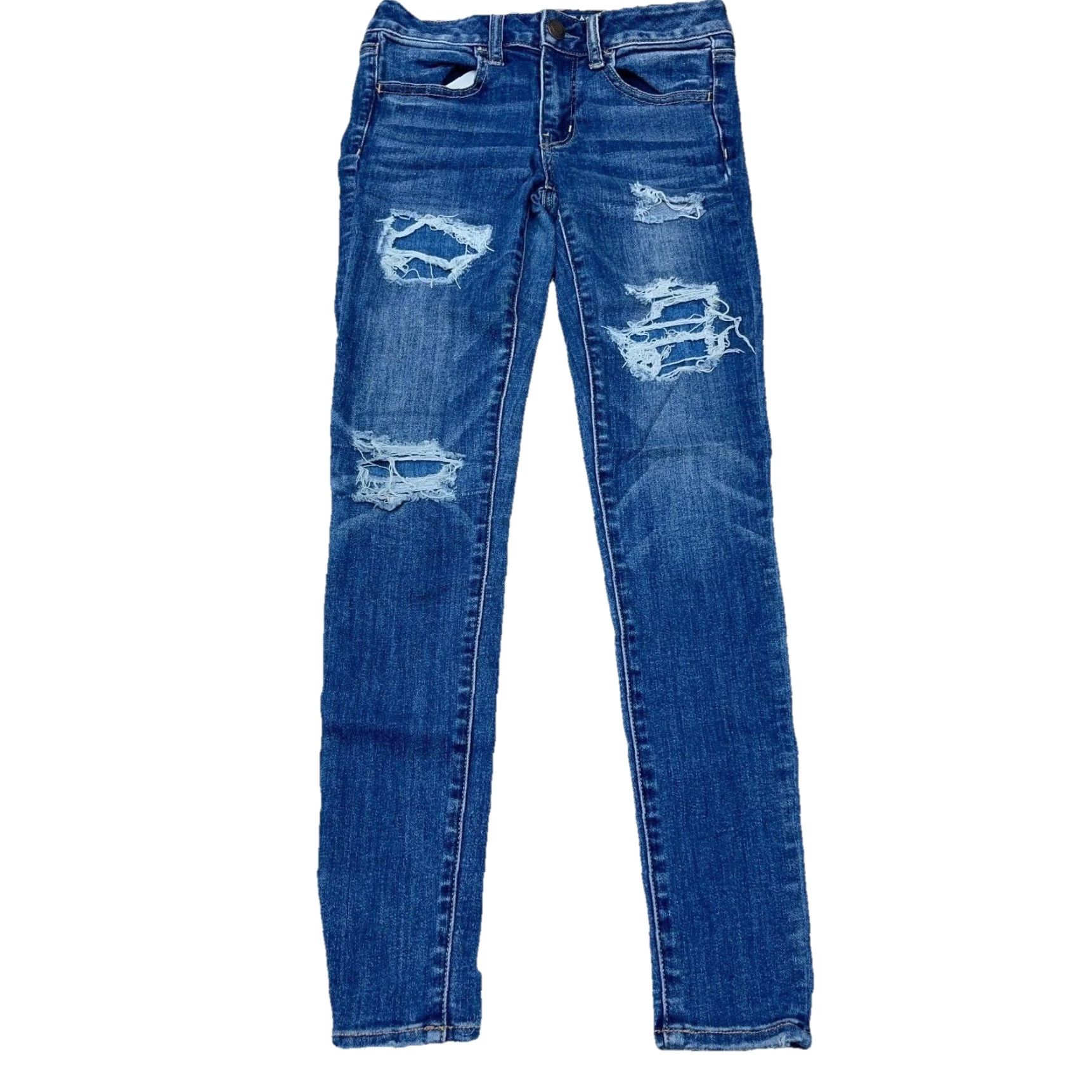 American Eagle Outfitters American Eagle Outfitters Jegging Jeans Women 4 Med Wash Blue Stretch Pockets Belt Loops 5-Pocket Modern Classic Womens Size 27" / US 4 / IT 40 - 2 Thumbnail