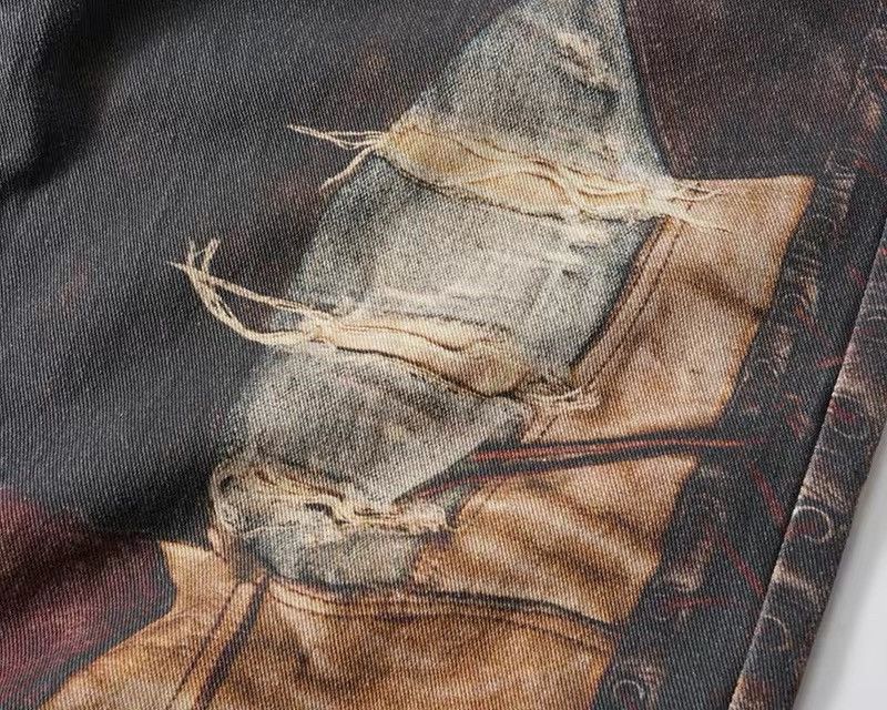 Jean × Vintage Streetwear Design Old Patch Retro Printing Distressed Jeans Size US 35 - 16 Thumbnail