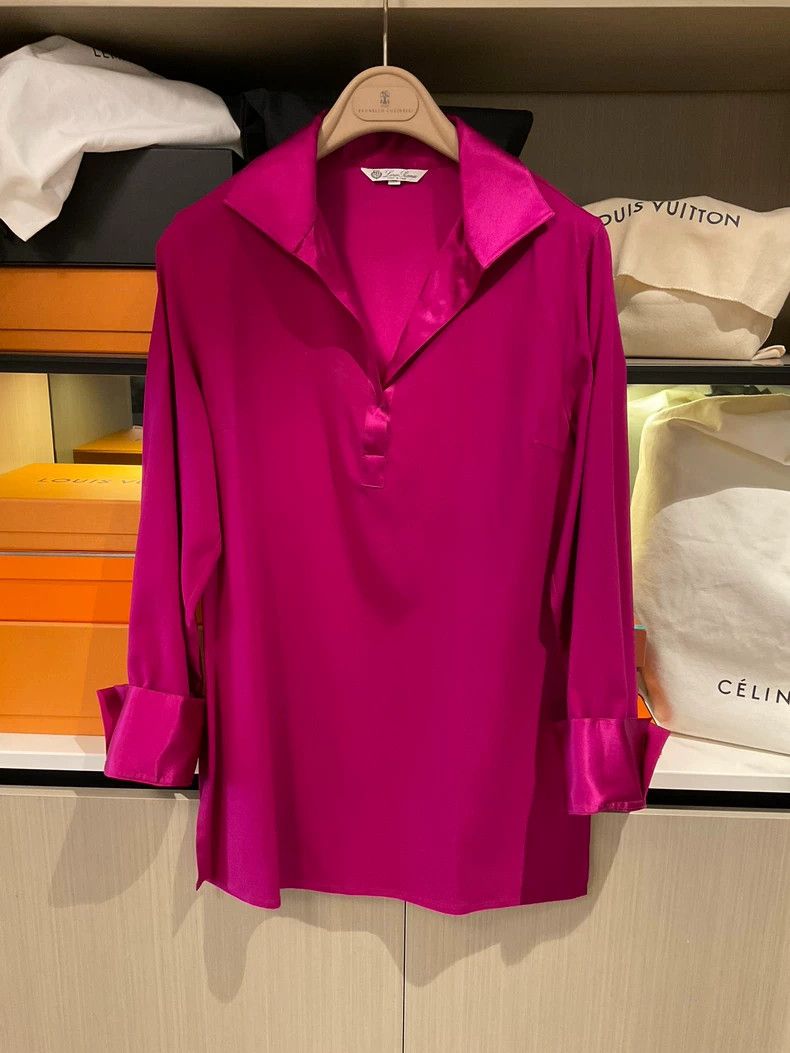 Loro Piana Loro Piana Rose red heavy silk shirt Size S / US 4 / IT 40 - 1 Thumbnail