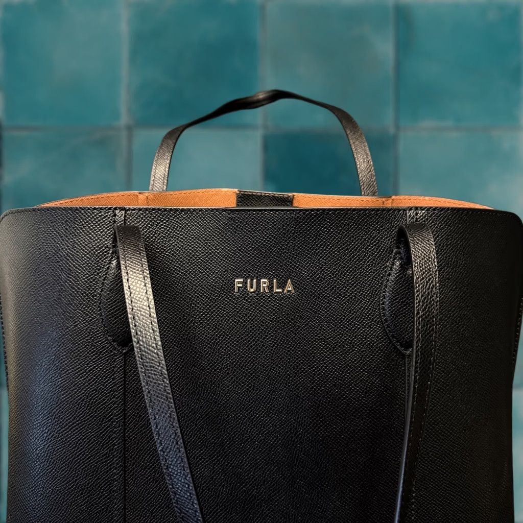 Furla Furla Tote Bag Large Black Saffiano Leather Shoulder Bag Gold Hardware Womens Size ONE SIZE - 1 Thumbnail