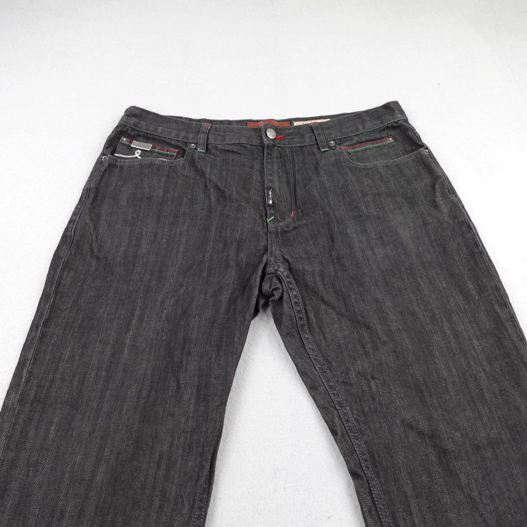 Denime VINTAGE LRG Jeans Mens 38x33 Black Denim Loose Baggy Straight Leg Skater Y2K Size US 38 / EU 54 - 2 Thumbnail