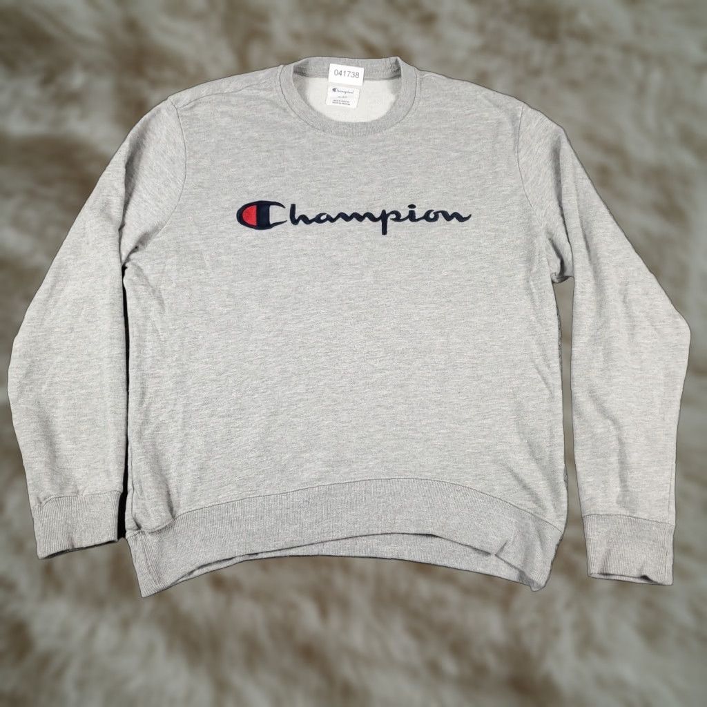 Champion Champion Blue Mens XL Pullover Sweater Crew Neck Long Sleeve Cotton Blend Size US XL / EU 56 / 4 - 1 Thumbnail