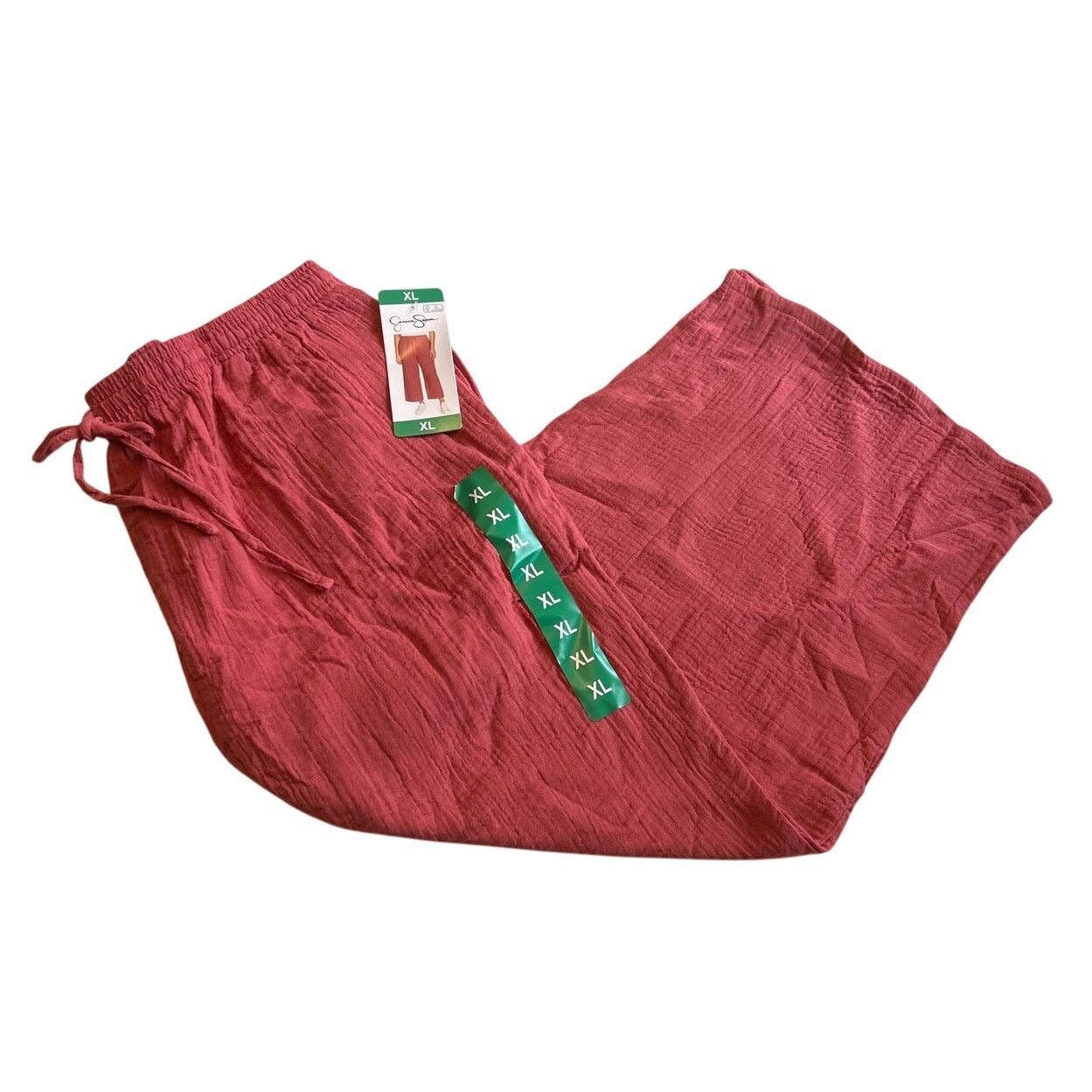 Jessica Simpson Jessica Simpson Womens Red clay Gauze Wide-Leg Crop Pants XL Size 33" - 2 Thumbnail