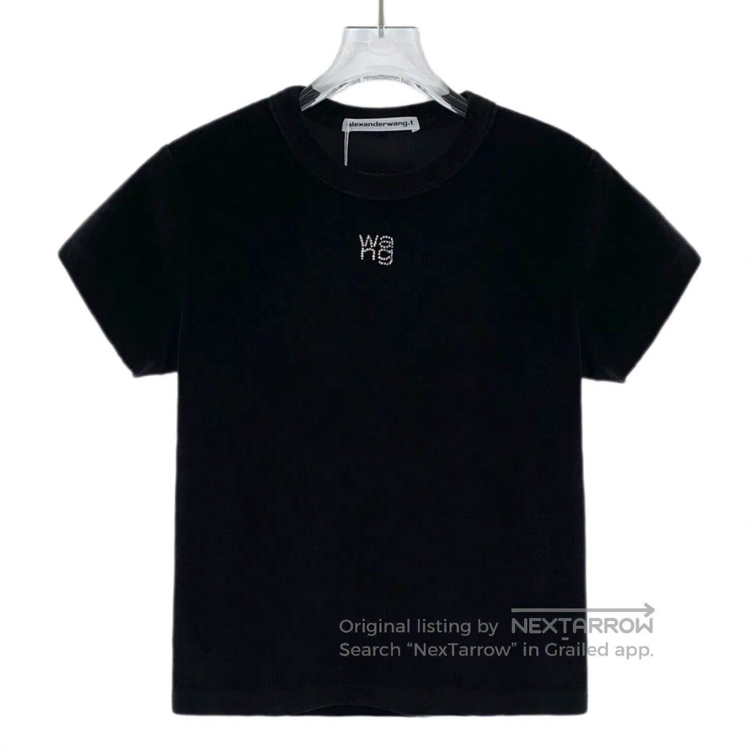 Alexander Wang Alexander Wang Black Logo Letter Diamond Encrusted Cotton Size US XS / EU 42 / 0 - 1 Thumbnail
