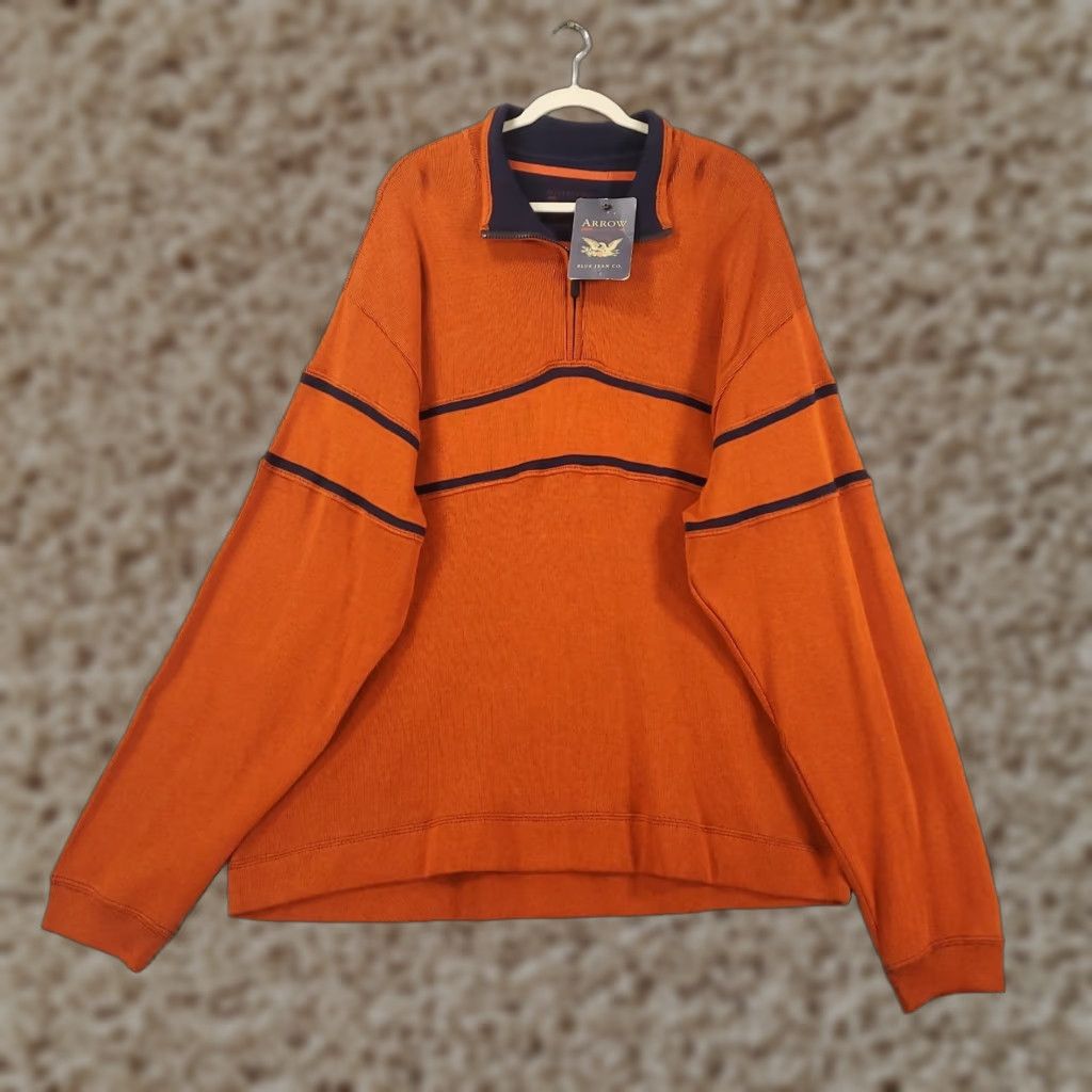 Arrow VINTAGE? No. New Mens Sweater Size XXL 1/4 Zip Pullover Combed Cotton 2XL Orange NWT Arrow Pullover Knit's Zip 1/4 Zip 2XL Orange Mens Shirt? Size US XXL / EU 58 / 5 - 1 Thumbnail