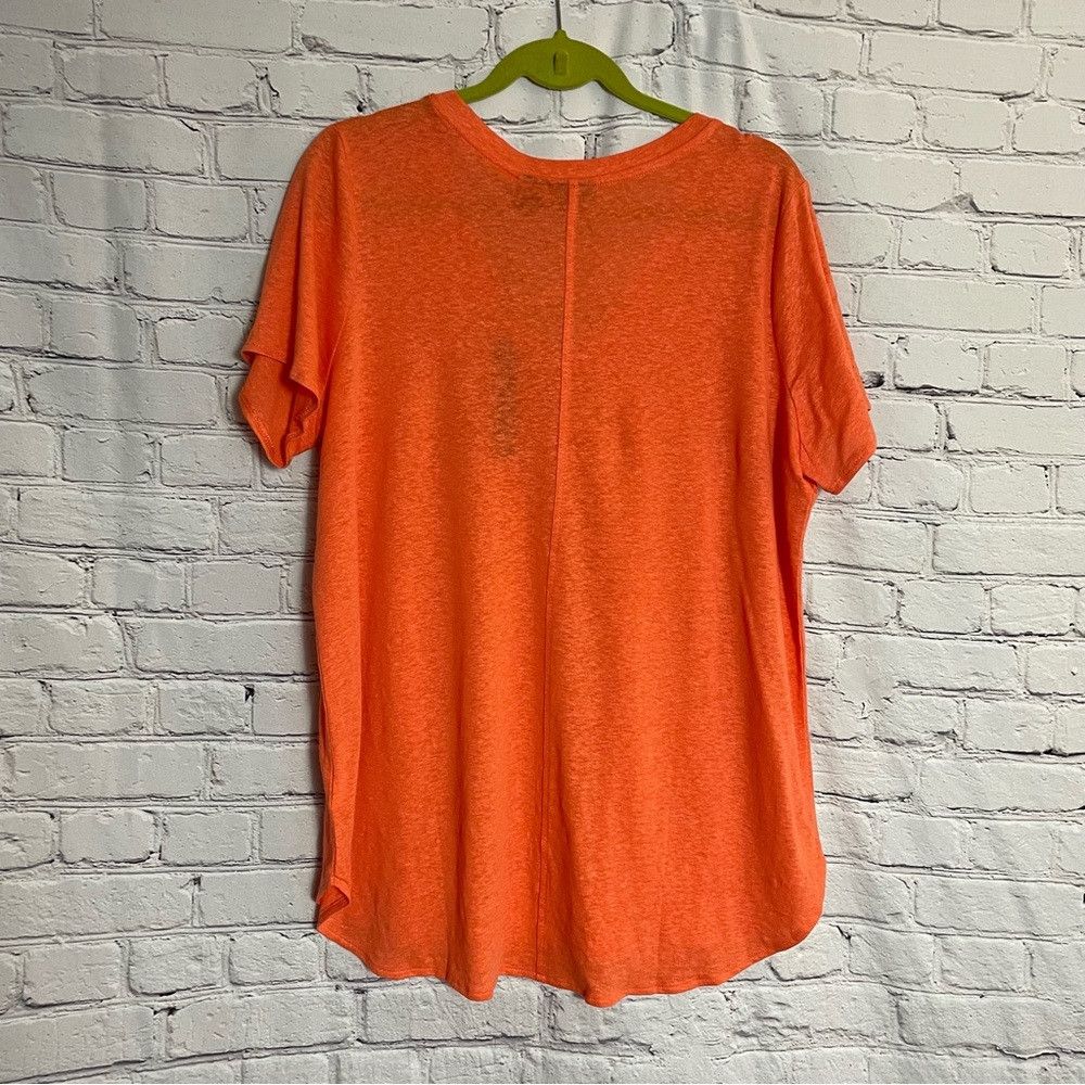 Elie Tahari NWT New Tahari Linen Blend V-Neck Orange Top Size 1X Size XL / US 12-14 / IT 48-50 - 4 Thumbnail