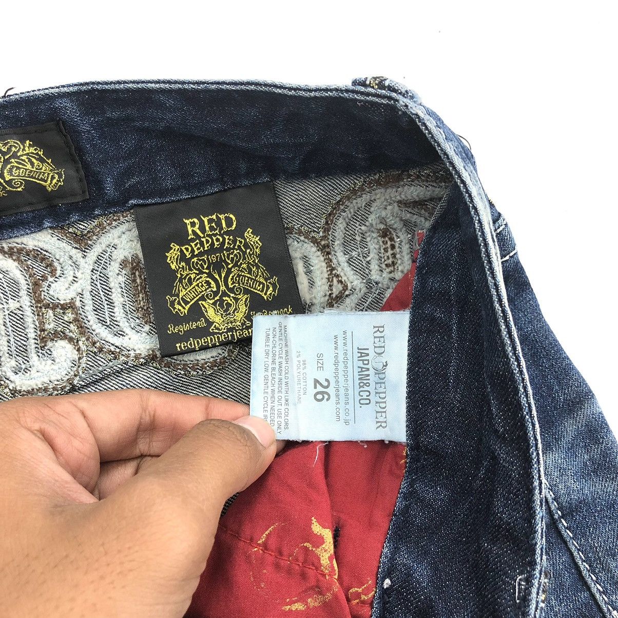 14th Addiction × If Six Was Nine × Japanese Brand Y2K Vintage Red Pepper Cross Punk Distressed Skinny Jeans Size 28" / US 6 / IT 42 - 11 Thumbnail