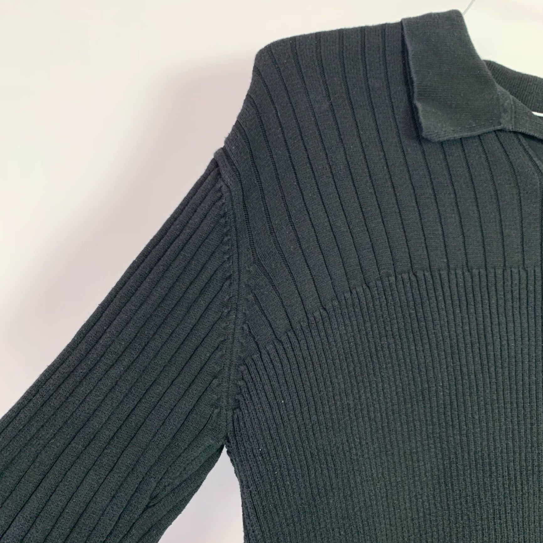 Kenneth Cole Kenneth Cole Black Ribbed Polo Sweater Mens Medium Size US M / EU 48-50 / 2 - 2 Thumbnail