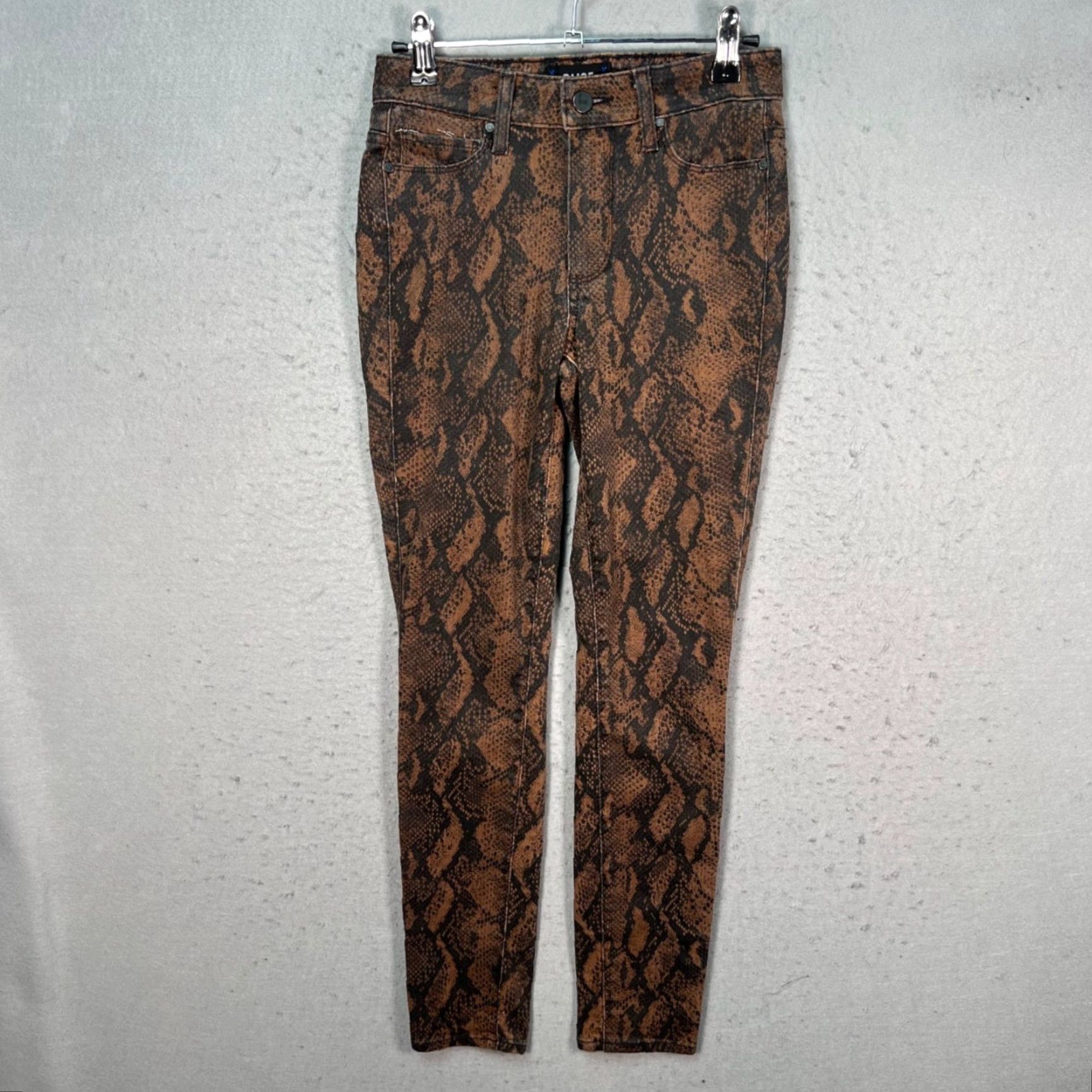 Paige Paige Jeans Womens 24 Brown Hoxton Ultra Skinny Snake Print Denim 5-Pocket Stretch Mid Rise Rayon Blend Modern Size 42" / US 20 - 2 Thumbnail