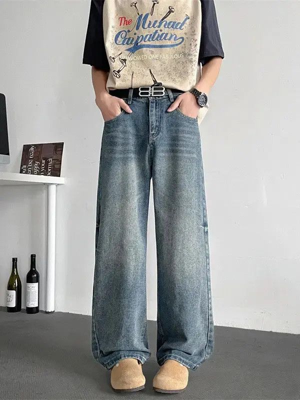 Japanese Brand Retro loose washed straight leg jeans Size US 32 / EU 48 - 1 Thumbnail