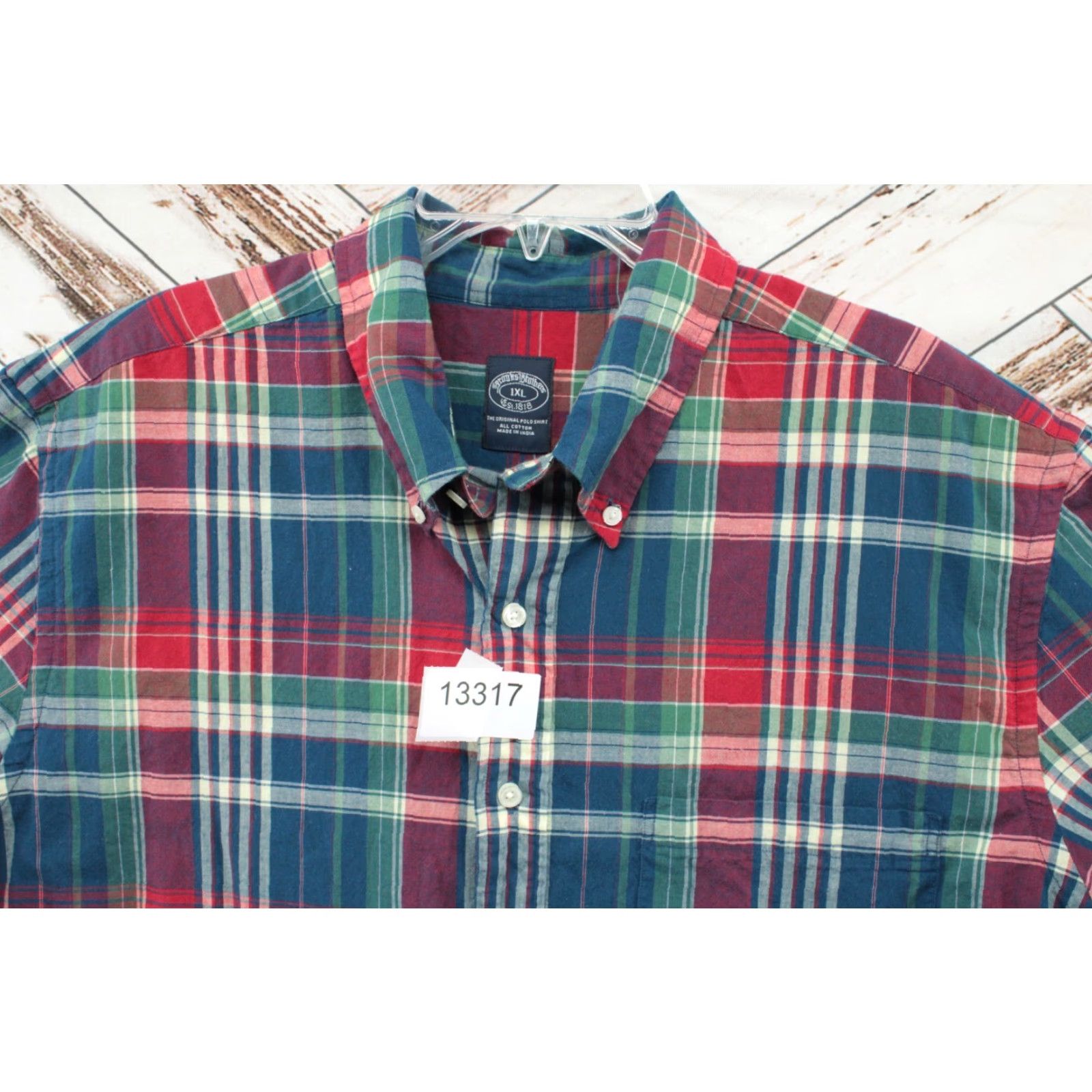 Brooks Brothers Brooks Brothers 1818 Shirt Men's 1XL Short Sleeve Plaid Multicolor Button Down Size US XL / EU 56 / 4 - 7 Thumbnail
