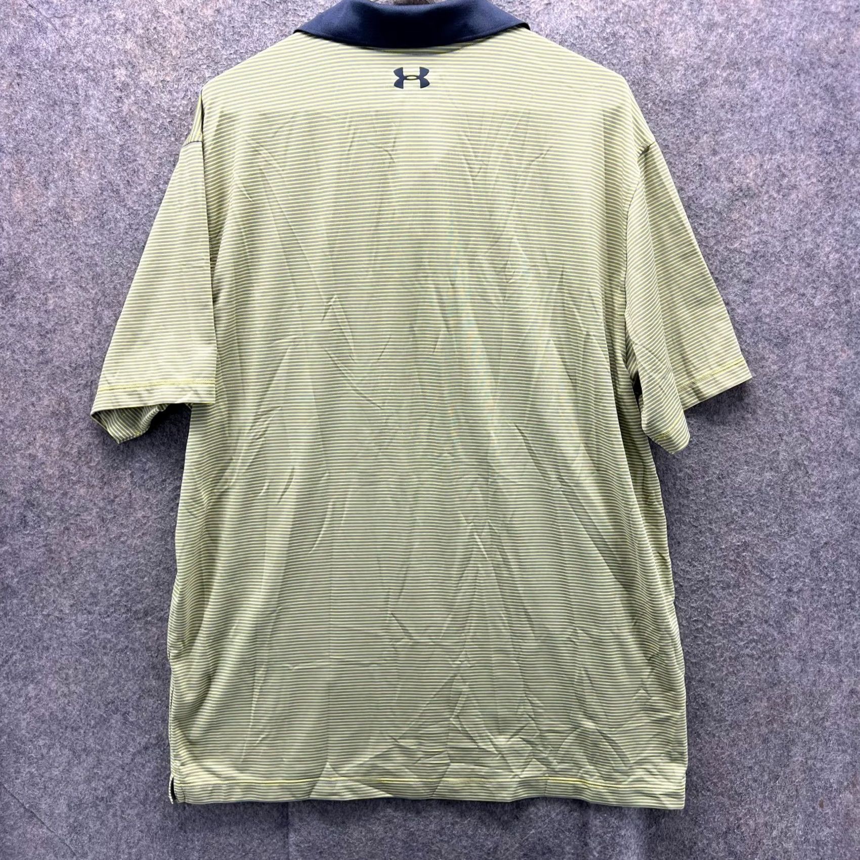 Under Armour Under Armour Polo Shirt Mens XL Green Blue Striped Knit Short Sleeve Button Collared Golf Preppy Casual Size US XL / EU 56 / 4 - 2 Thumbnail