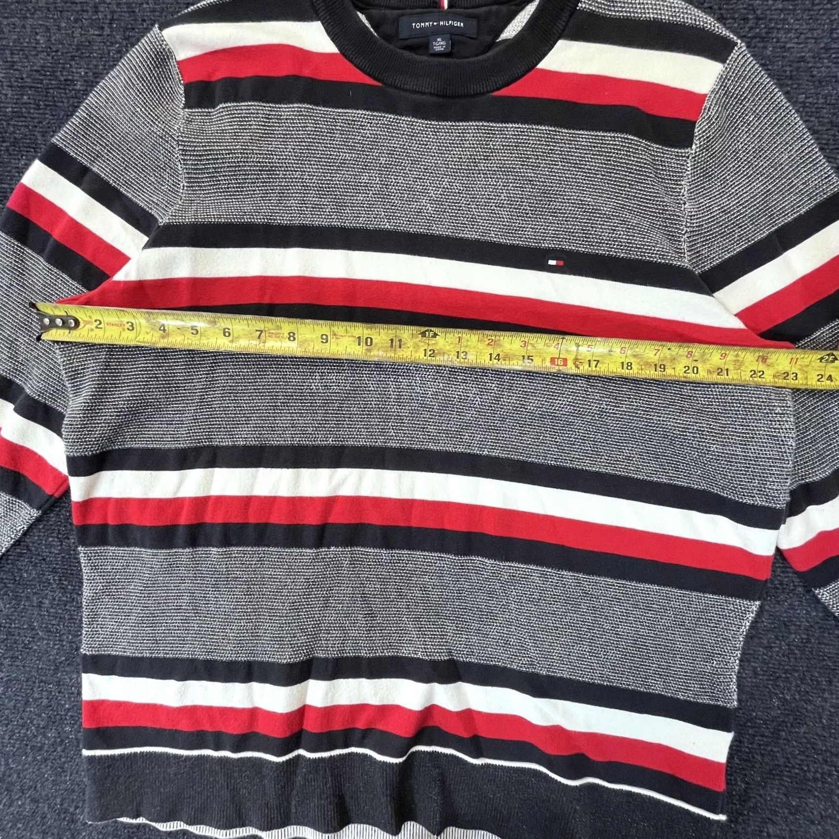 Tommy Hilfiger Tommy Hilfiger Sweater Mens XL Black Red White Striped Crewneck Pullover Classic Size US XL / EU 56 / 4 - 3 Thumbnail