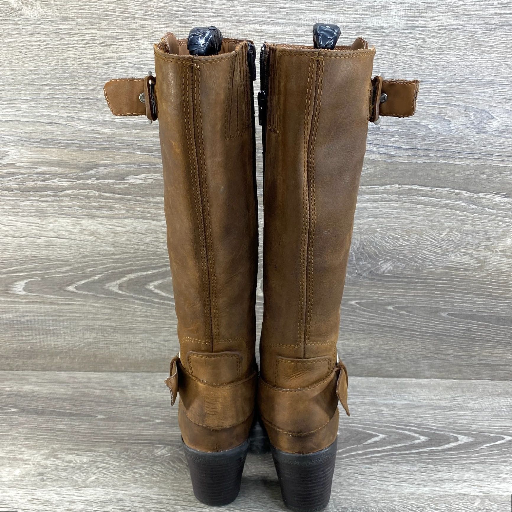 Born Born BOC Womens Boots Riding Brown Leather Tall Zip Buckle Heel 6.5 Size US 7 / IT 37 - 7 Thumbnail