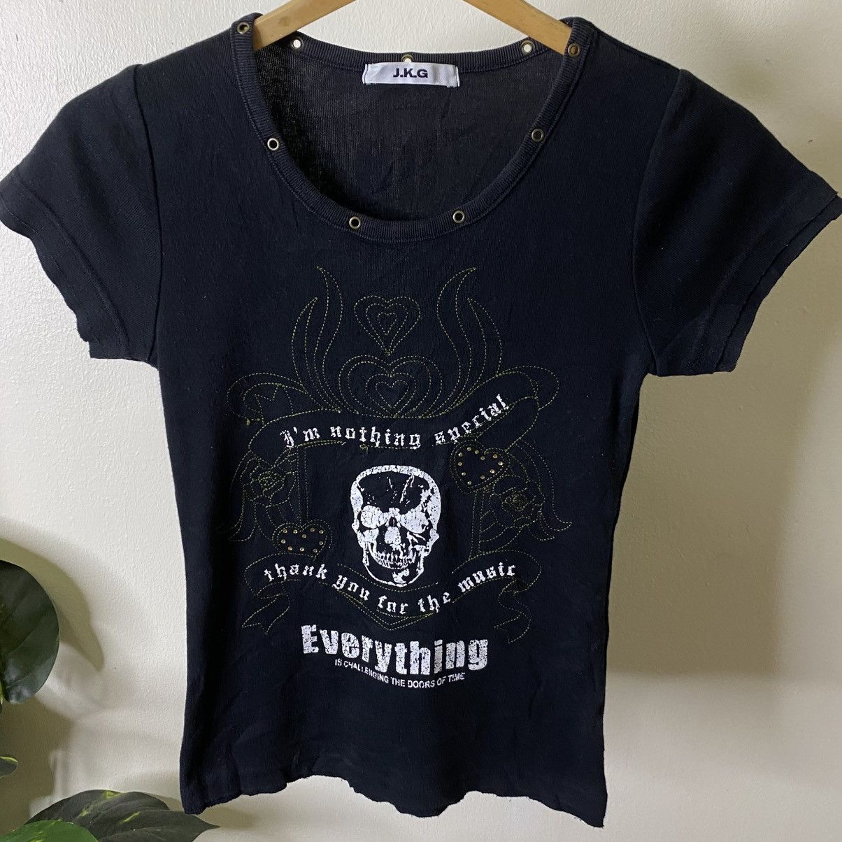 If Six Was Nine JKG Skull Ifsixwasnine Cyber Gothic Punk Studded Women Tee Size XXS / US 00 / IT 34 - 2 Thumbnail