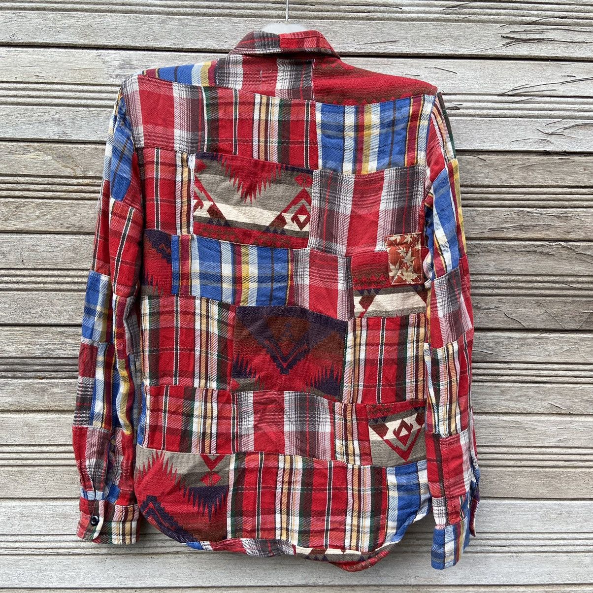 Denim & Supply Ralph Lauren × Polo Ralph Lauren × Ralph Lauren Rare 🔥 Polo Ralph Lauren Checker Patchwork Shirt Size US XS / EU 42 / 0 - 2 Thumbnail