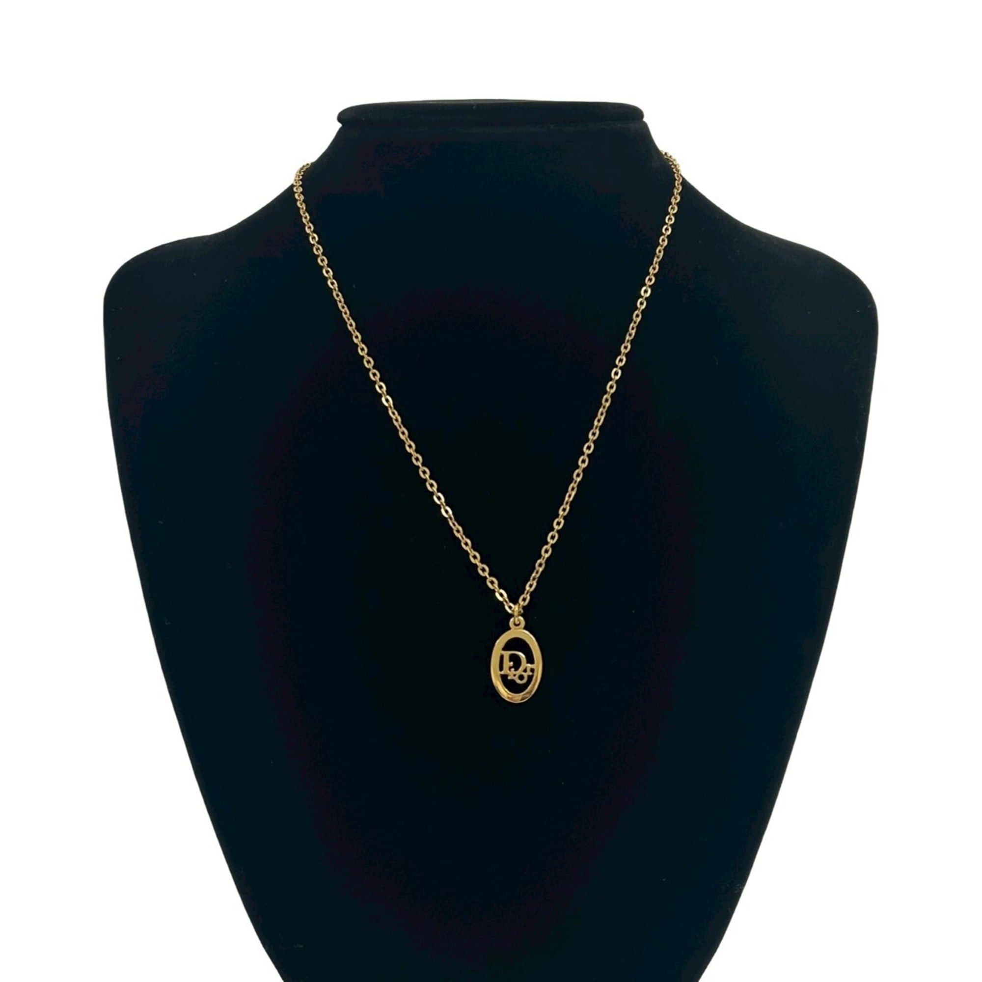 Dior Christian Dior Logo Motif GP Chain Necklace Pendant Gold 93021 Size ONE SIZE - 1 Thumbnail
