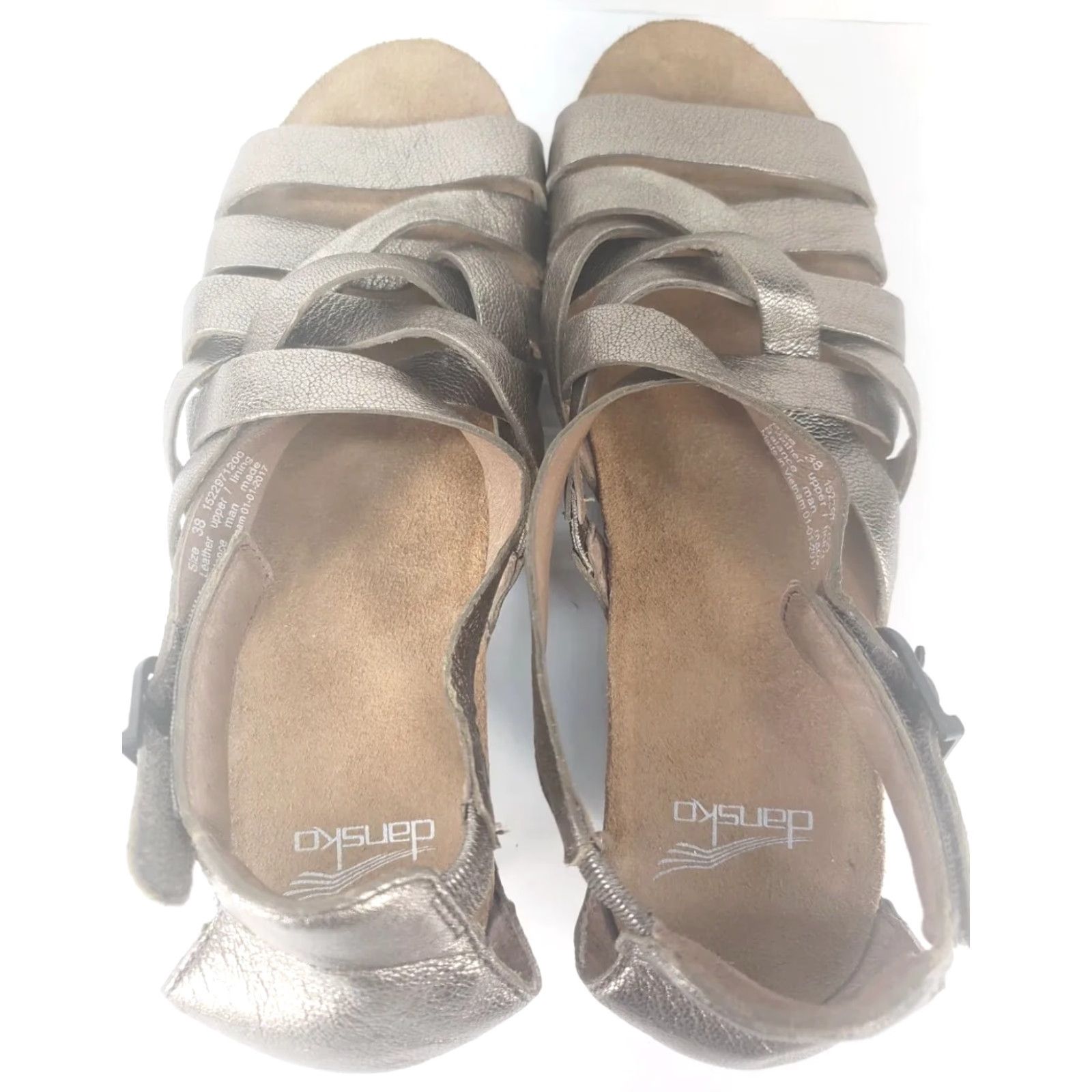 Dansko DANSKO VIVIAN Gladiator Sandal Womens 7.5M Metallic Silver 38EU 38E Open Toe Buckle Hook & Loop Closed Toe Size US 8 / IT 38 - 7 Thumbnail