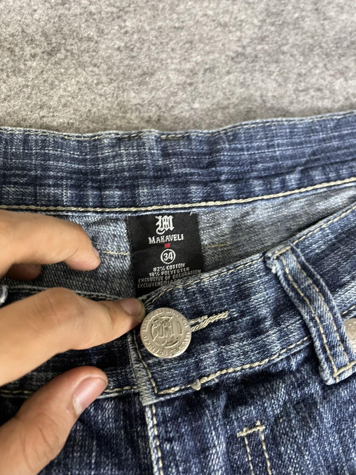 Makaveli × Vintage MAKAVELI TUPAC SHAKUR M Baggy Pants Blue Washed Size US 34 / EU 50 - 7 Thumbnail