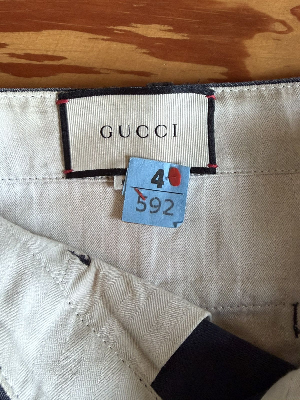 Gucci Gucci navy blue khaki trouser with bug embroidery Size US 32 / EU 48 - 4 Thumbnail