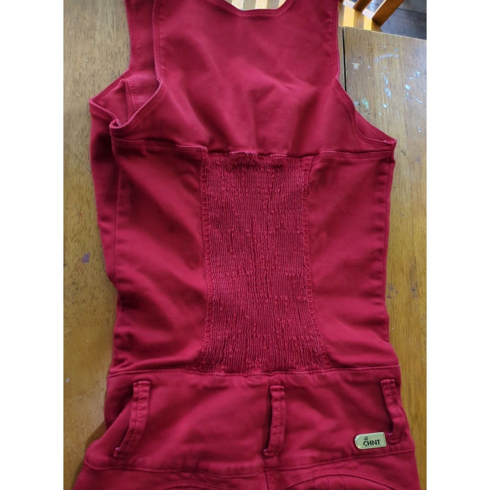 Vintage CHNT Red Overalls Jeans Women 12 Slim Stretch Pockets Button Zip Inseam 26 Latin Club Sexy Size 34" / US 12 / IT 48 - 5 Thumbnail